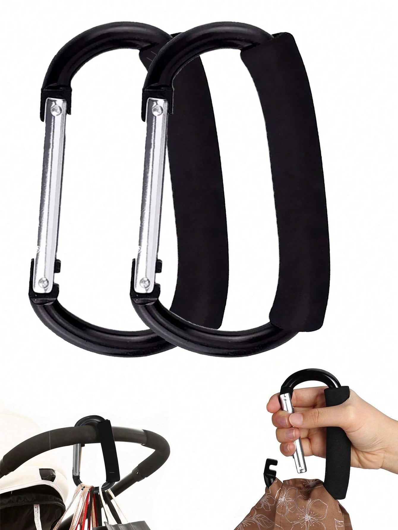 1/2/4pcs Baby Stroller Hooks, Suitable For Hanging Bags And Shopping Bags, Large Baby Stroller Accessories, Multifunctional Baby Stroller Hanging Organizer, Applicable For Travel Car Seat, Large Baby