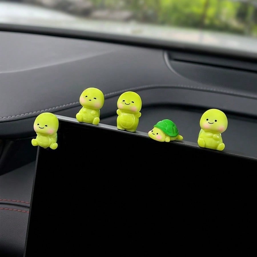 1/3/5pcs Mini Cute Turtle Car Decor, Adorable Car Ornament For Dashboard, Rearview Mirror, Computer Monitor, Desktop, Ideal Gift For Friends And Family, Comes With Adhesive (No Trace)