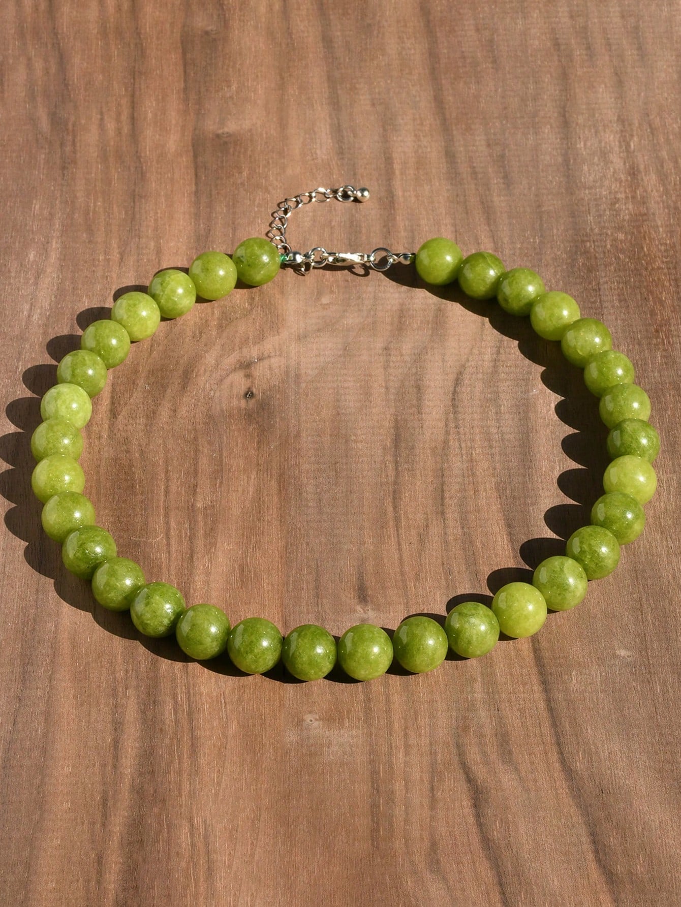 1/4pcs 12mm Natural Stone Beaded Necklace, Fashion Dopamine Color Retro Exaggerated Choker, Natural Crystal Aquamarine Peridot Necklace