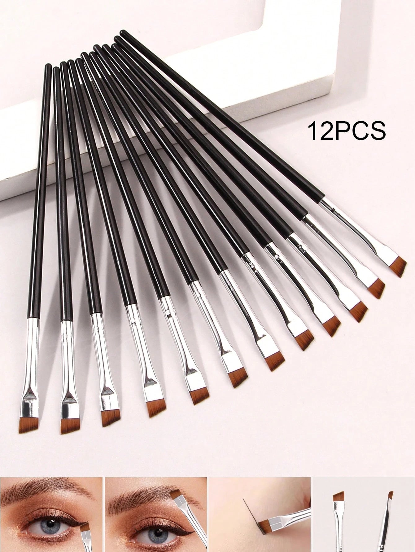 12pcs Ultra-Thin Eyeliner Makeup Brushes, Soft Hair Eyebrow Brush, Multi-Functional Portable Makeup Tools,Eyebrow Brush,Eyeshadow Brush,Spoolie,Spoolie Brush,Giveaways