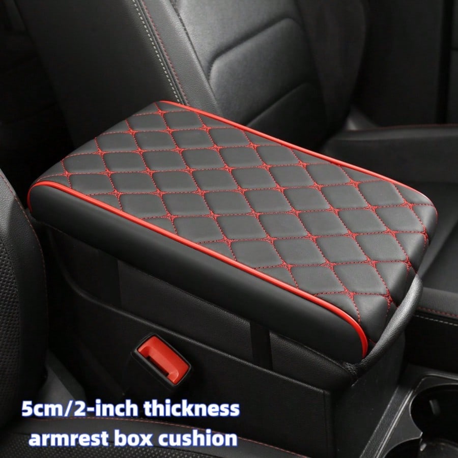 1pc 5cm/2in Thick Car Armrest Pad, Thickened Center Console Cushion, PU Leather Material, Elegant Star Pattern, Solves Pet Damage To Car Interior, Makes Your Journey Pleasant