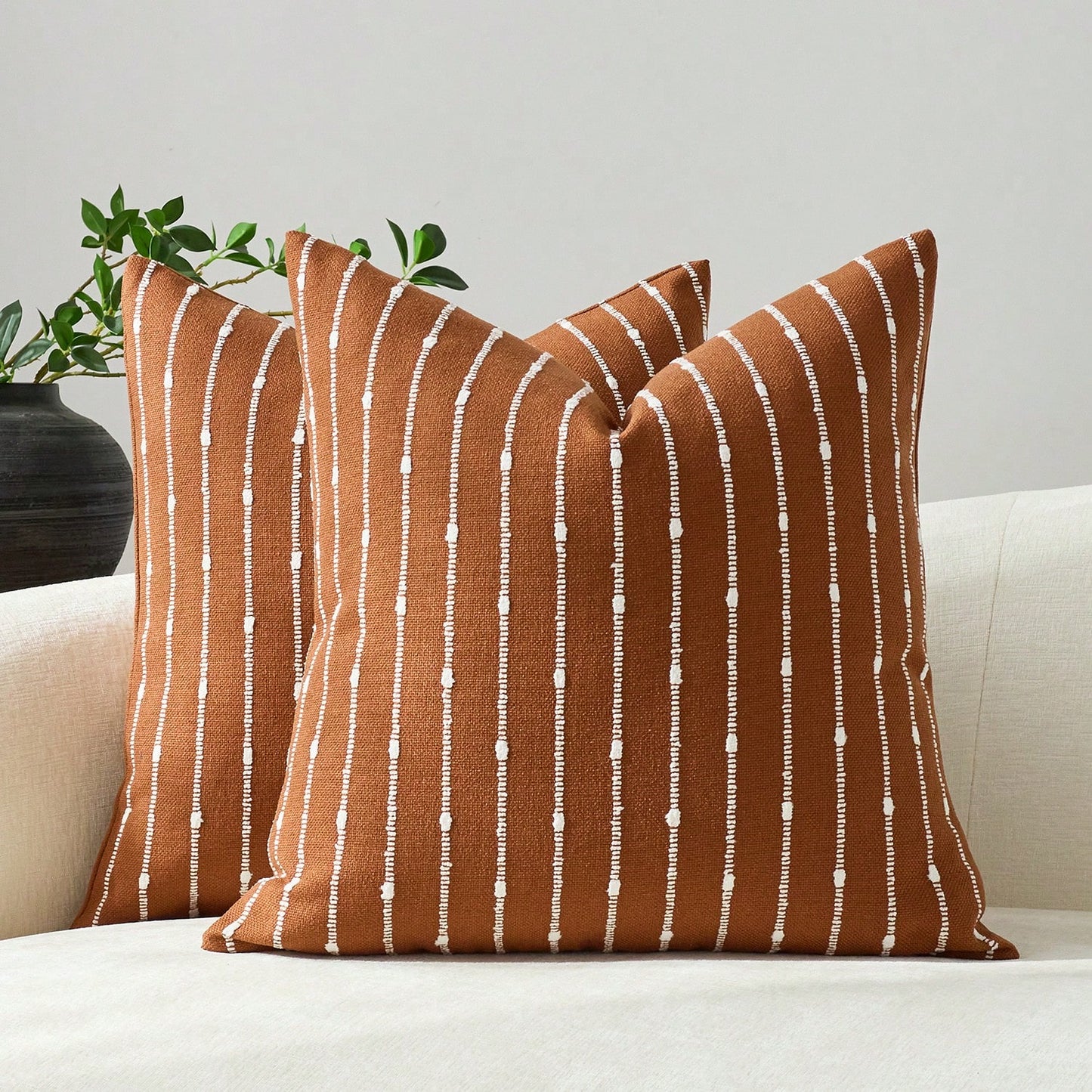 1pc Caramel (Without Filling) Jacquard Velvet Decorative Throw Pillow Cover, Comfortable Modern Striped Textured Cushion Cover Suitable For Sofa, Bedroom, Living Room, Showroom, All Seasons