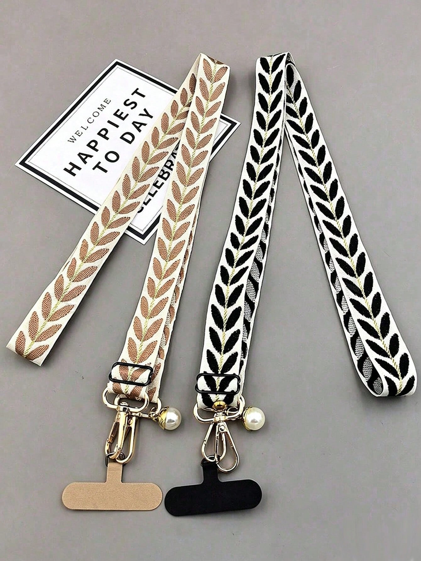 1pc Fabric Embroidered Phone Lanyard Crossbody Strap With Adjustable Shoulder Strap, Phone Case Hanging Chain, Halter, Shoulder Strap, Charging Port Buckle Fixed Patch, Anti-Loss Anti-Theft For Women