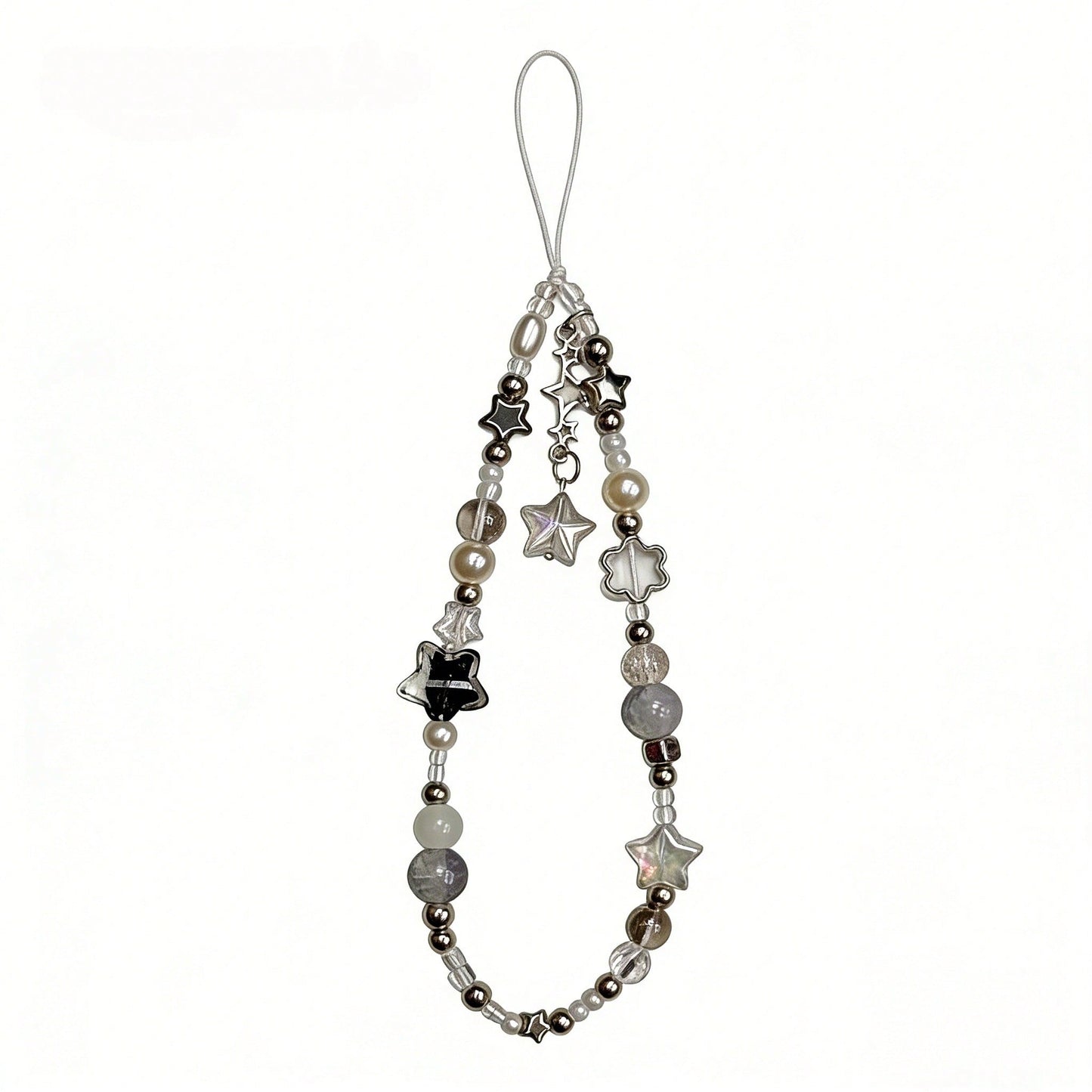 1pc Minimalist Black And White Star Beaded Phone Strap, Bag Charm, Camera Decor, Chic Black And White Star Beaded Chain, Exquisite High-End Gift Suitable For Friends, Family, Classmates