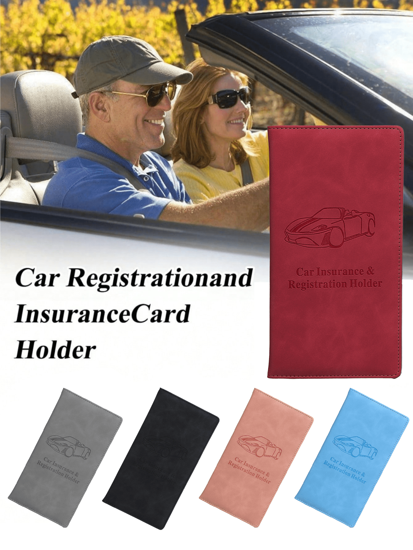 1pc PU Leather Car Registration & Insurance Card Holder, Multifunctional PU Leather Card Case, Magnetic Closure Car Document Wallet, Unisex, Multiple Colors Available