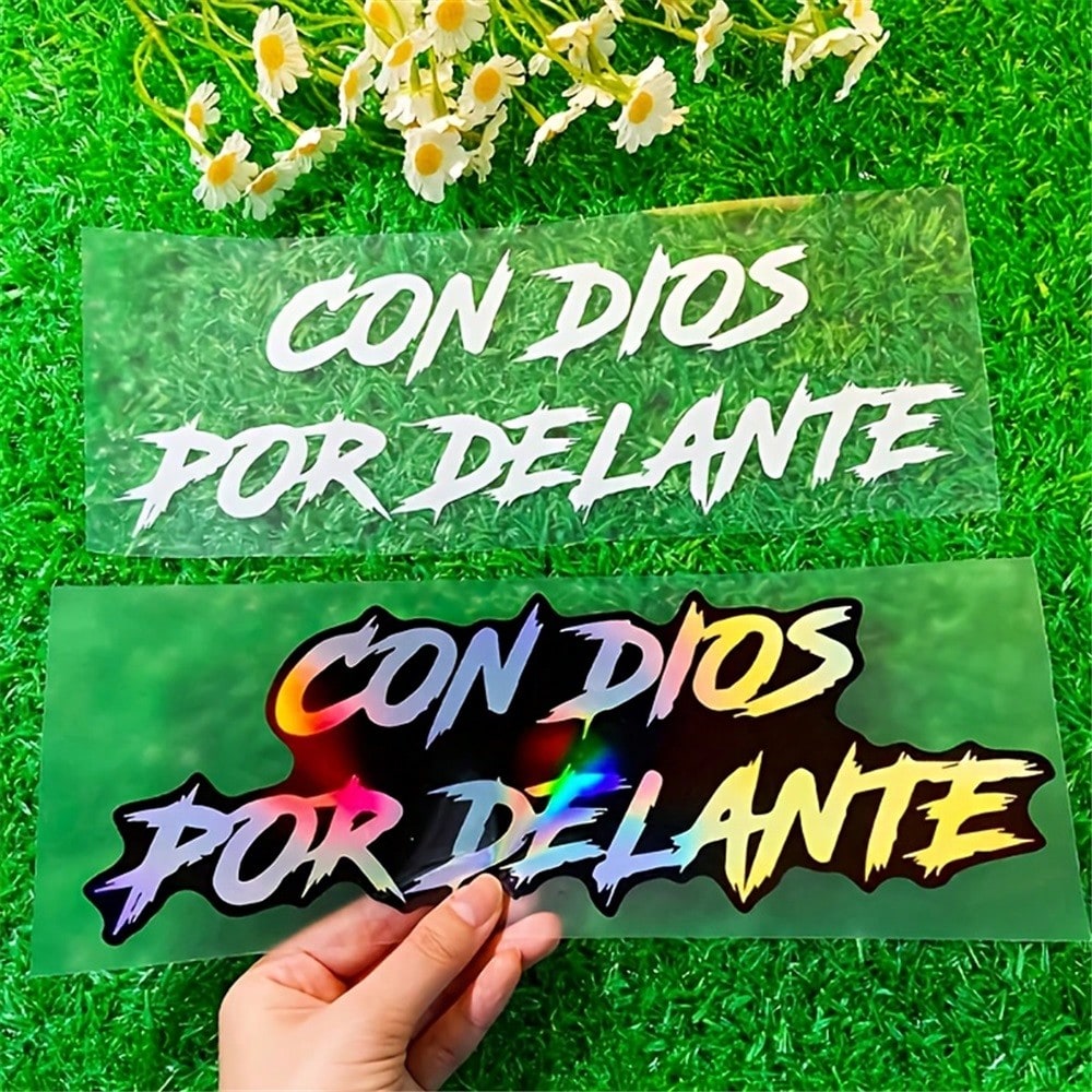 1pc Religious Motorcycle Decoration- Spanish Prayer Sticker "God Will Provide- Whatever You Need", Waterproof Vinyl Bike Decal For Motorcycle, Car, Tank, Window- Faith-Based Vehicle Decoration With
