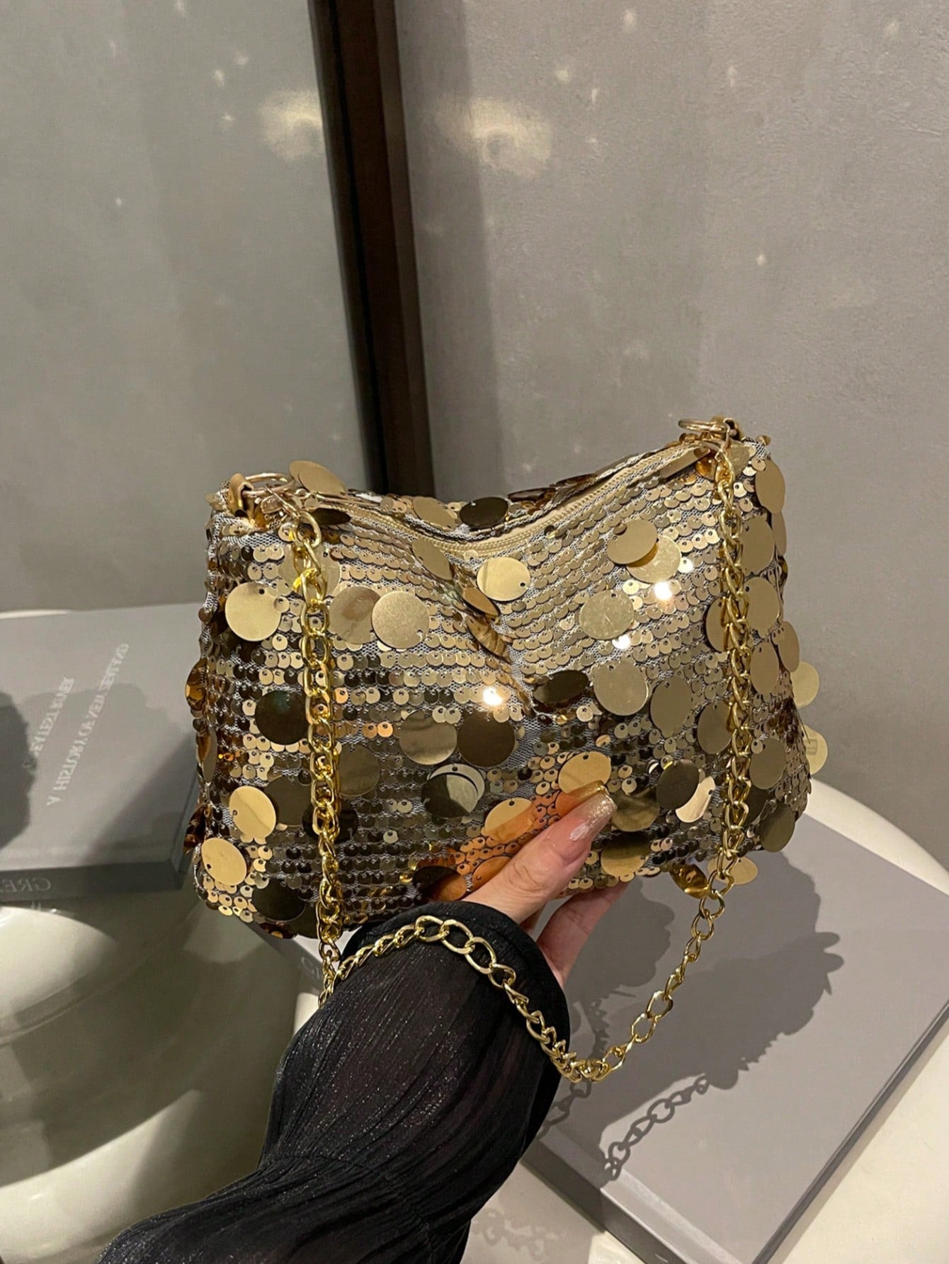 1pc Sequin Shoulder Bag, Fashion Crossbody Bag, Evening Clutch Purse For Women, Suitable For Party And Daily Use, Sequin