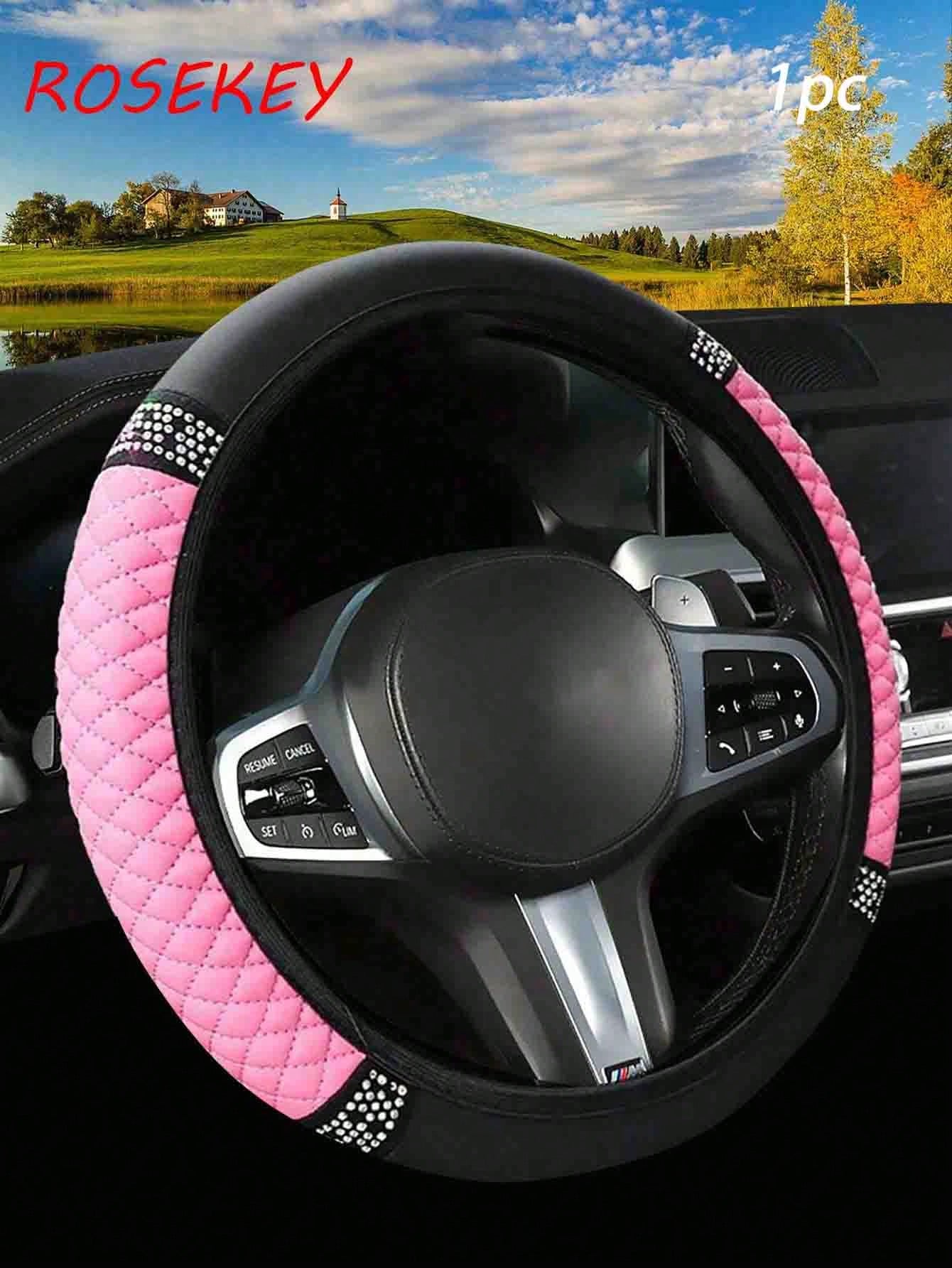 1pc Stylish Shiny Soft Leather Car Steering Wheel Cover- Anti-Slip, Heat & Cold Resistant Protector