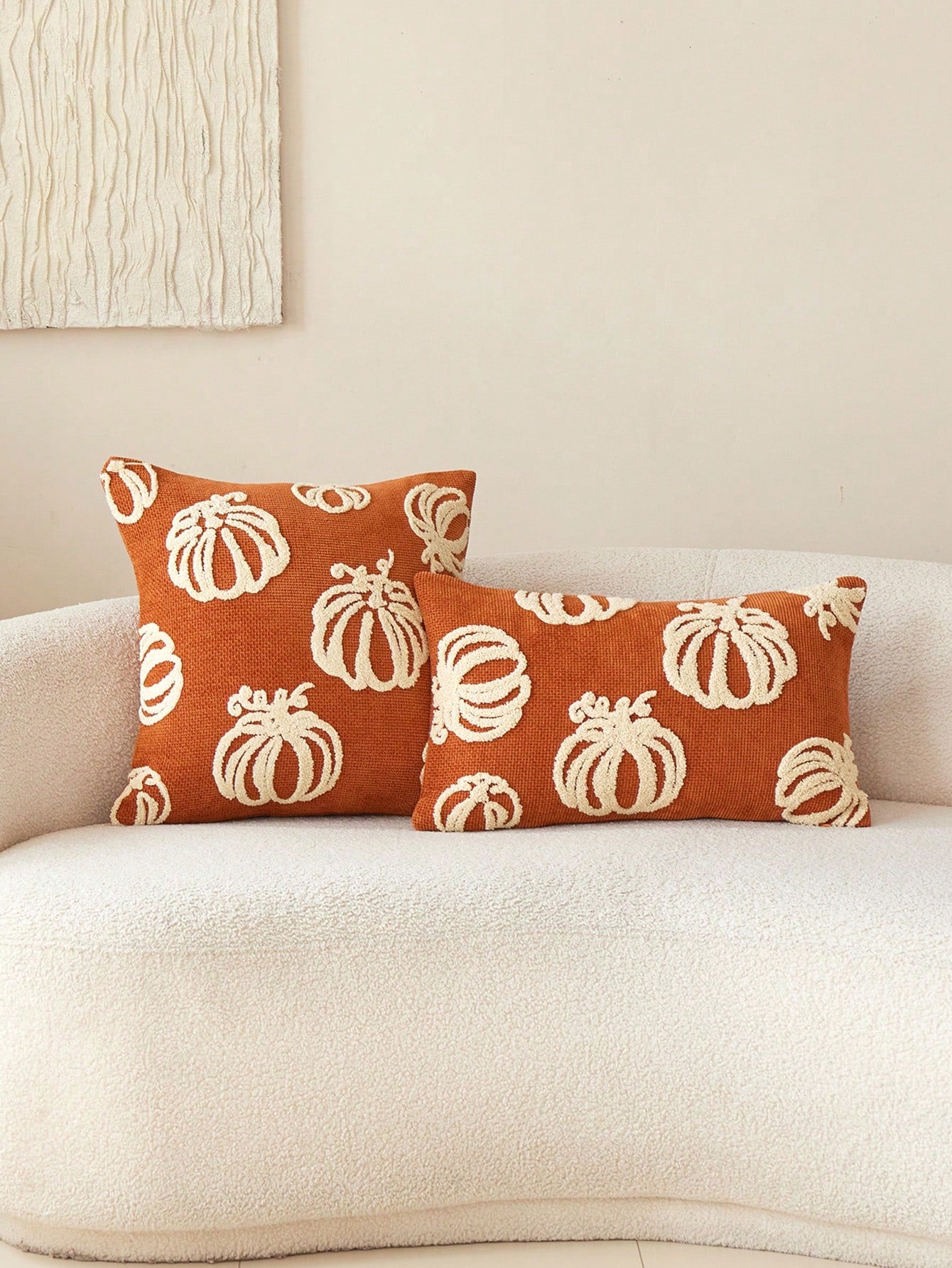 1pc Thanksgiving Orange Pumpkin Embroidered Throw Pillow Cover, Suitable For Indoor Decor, Harvest Festival Decorative Pillow Cover, Pillow Insert Not Included