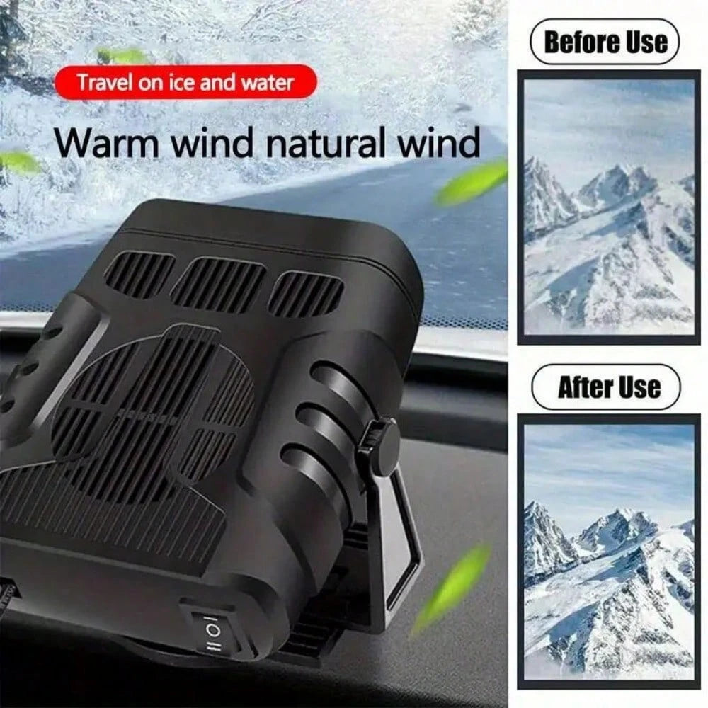 200W Car Heater, 12V/24V Portable Windshield Defroster With Heating/Cooling Fan And Plug In Cigarette Lighter Fast Heating Defrost Defogger With Ergonomic Handheld Design For All Kinds Of Cars (Black)
