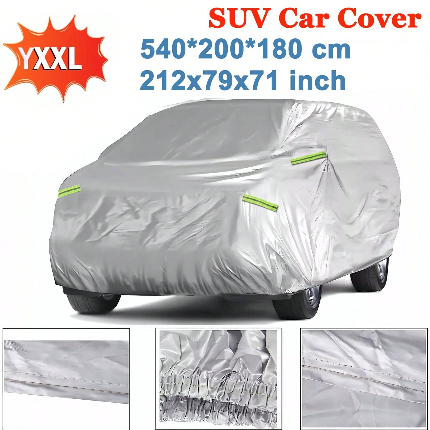 212*79*71 Inch Universal Fit All-Weather SUV Car Cover- Waterproof, Breathable, UV, Snow, Wind Protection- Durable, Full Exterior Coverage For SUV Automobiles