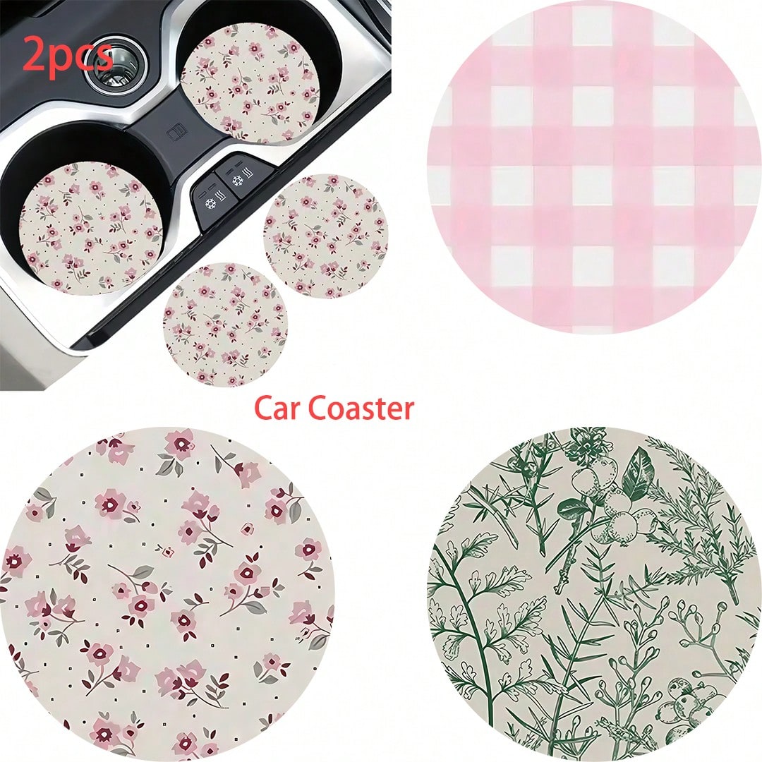 2pcs Car Cup Coaster Stylish & Durable Fast-Drying Non-Slip Car Cup Mat