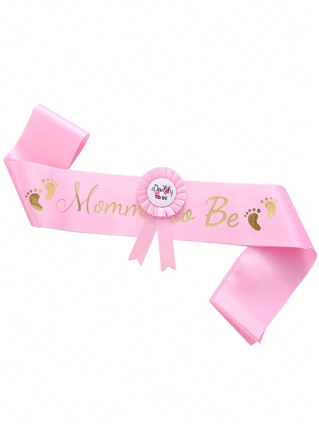 2pcs Pink Baby Shower Sash Set, Mommy-To-Be Sash And Daddy-To-Be Badge, Mommy And Baby Girl Baby Shower Decorations, Gender Reveal Gift