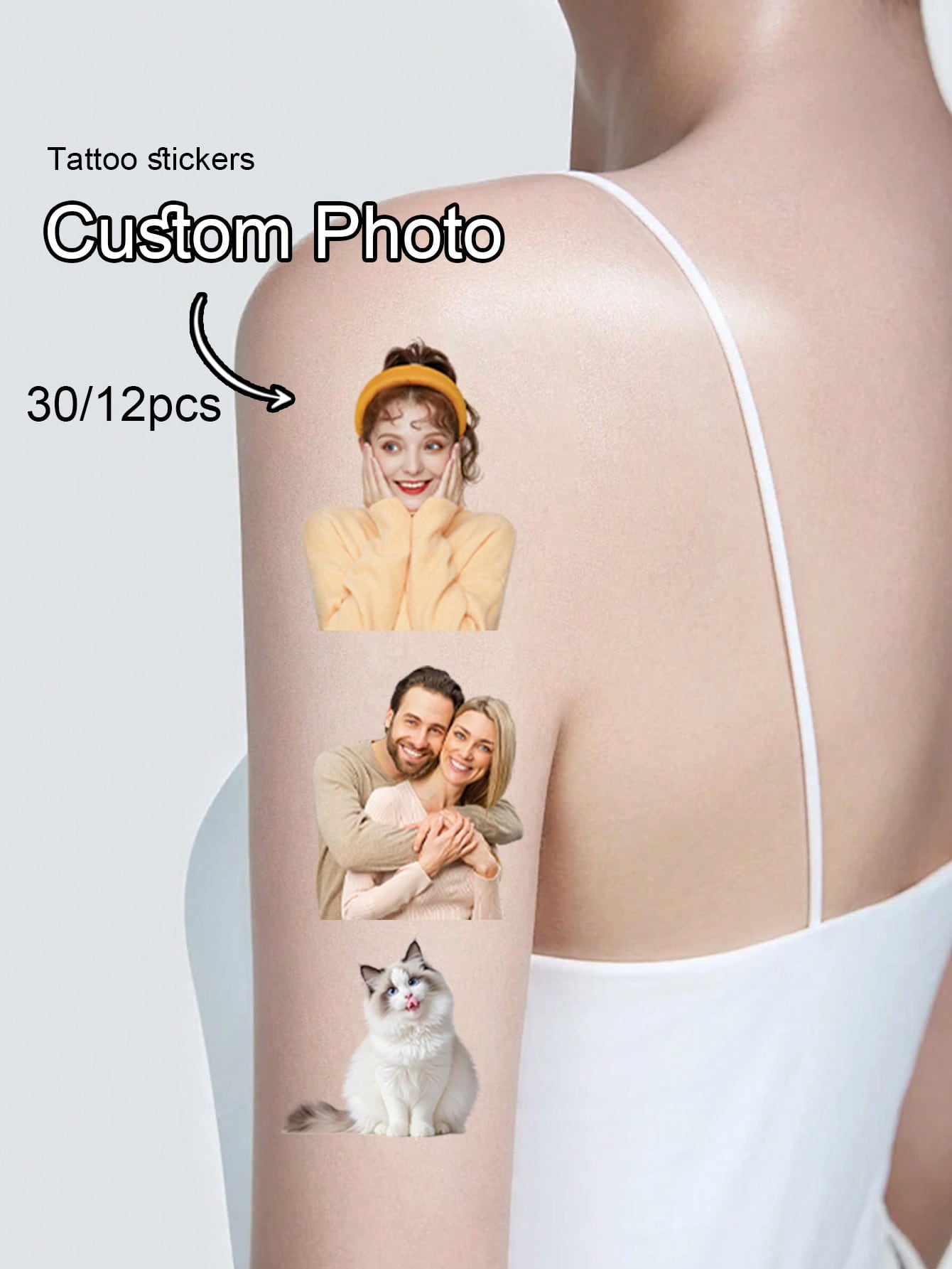 30-300Pcs Custom, Personalized Fake Tattoos, Temporary Tattoos, Photo And Picture Birthday Tattoo Stickers, Anniversaries, Wedding Gifts, Valentine's Day, Graduation Ceremonies, Friends, Men, Women, F