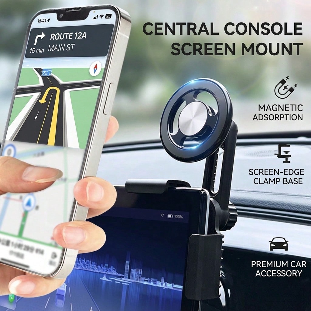 360° Rotating Magnetic Car Phone Holder, With Strong Suction Cup And Triangular Base, Adjustable Side Screen Bracket, Suitable For/Y/X/S And All Smartphones