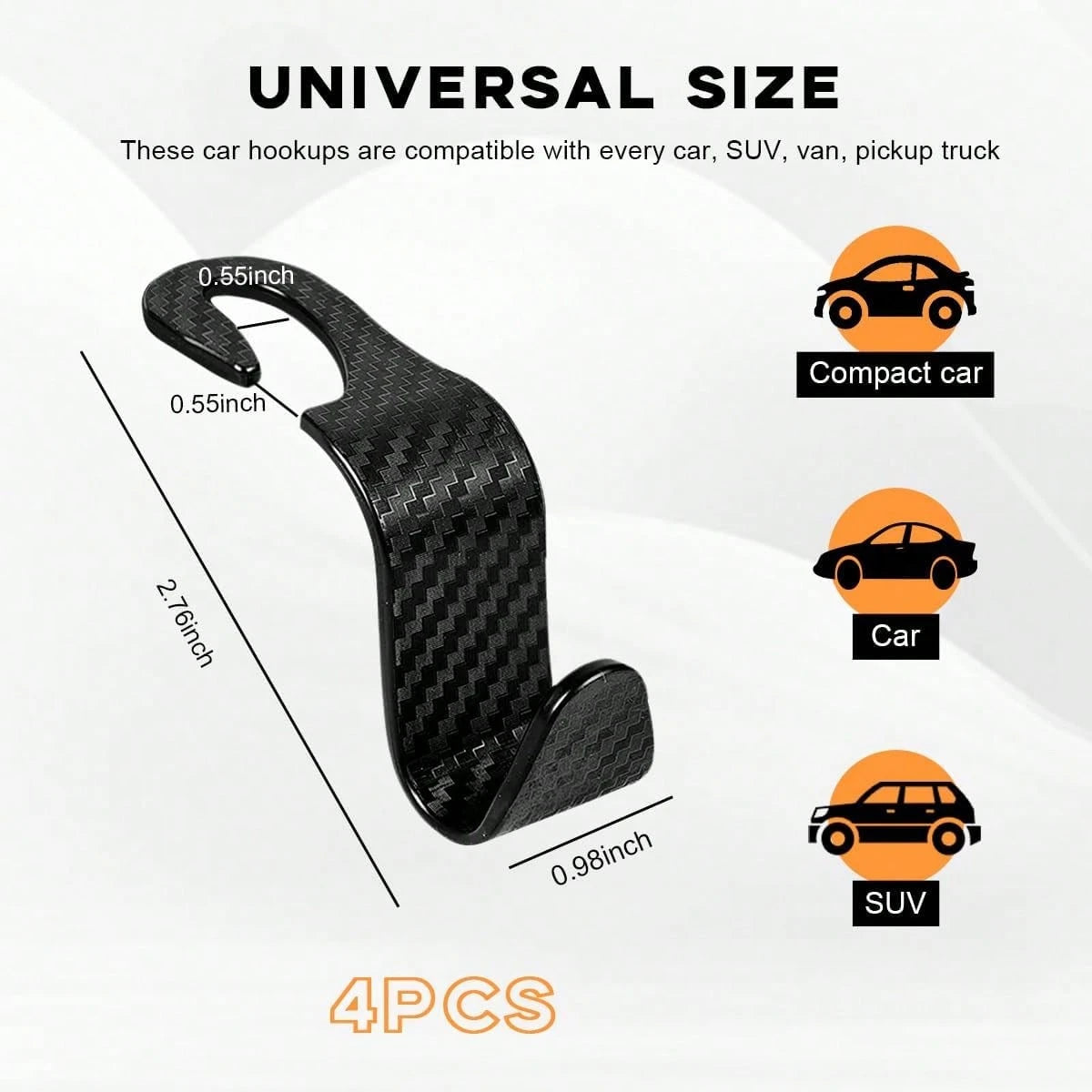 4PCS Car Seat Headrest Hook, Auto Back Seat Hanging Storage Organizer, Vehicle Seatback Hanger Holder For Purse Handbag Coat Umbrella, Universal Interior Car Accessories (White)