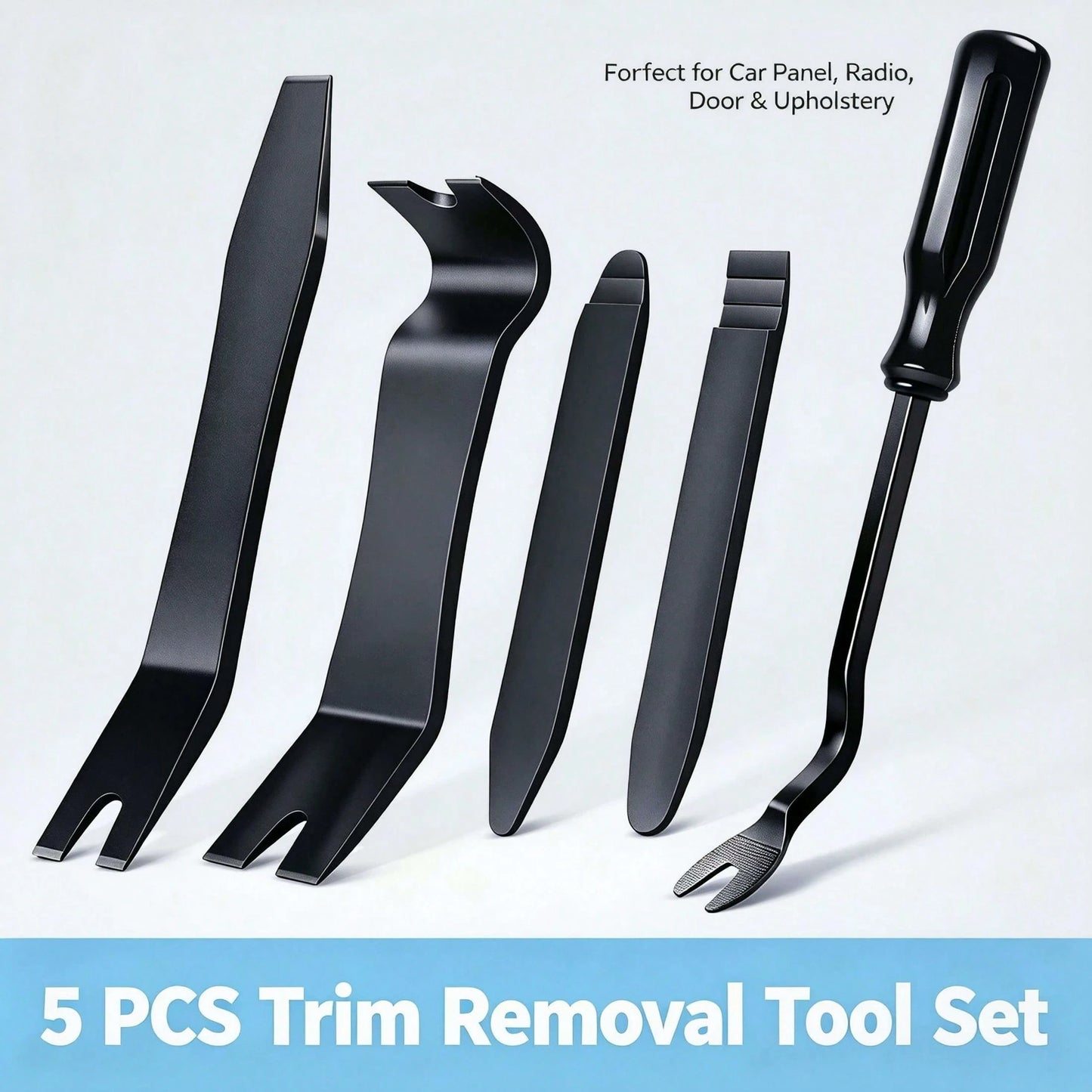 5 Pieces Of Car Accessory Disassembly Kit With Solid Metal Pry Bar For Disassembly. Smooth Curved Edges Can Prevent Scratches On The Car Paint Surface. Very Suitable For Car Maintenance, Vehicle Modif