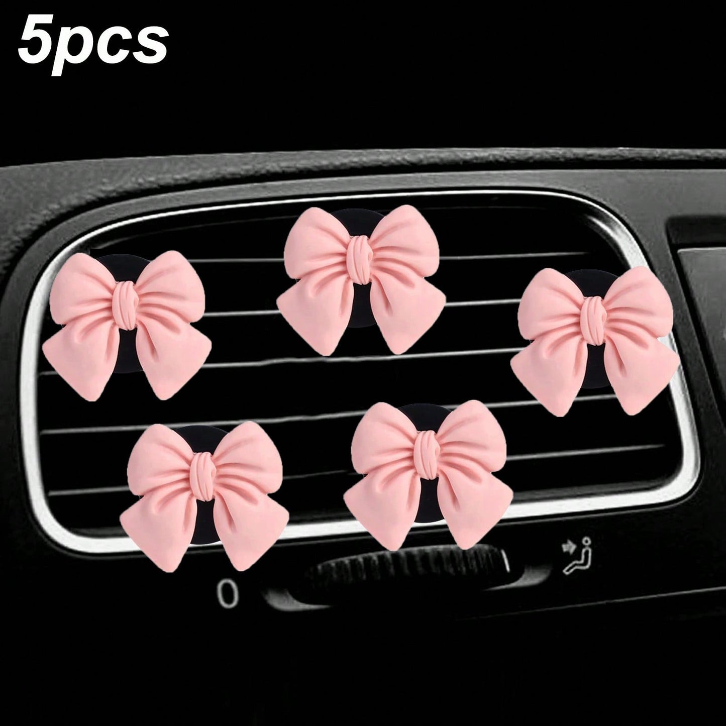 5pcs Cute ABS Resin Bowknot Car Air Vent Clip Fragrance Diffuser, Air Freshener Decor For Girls