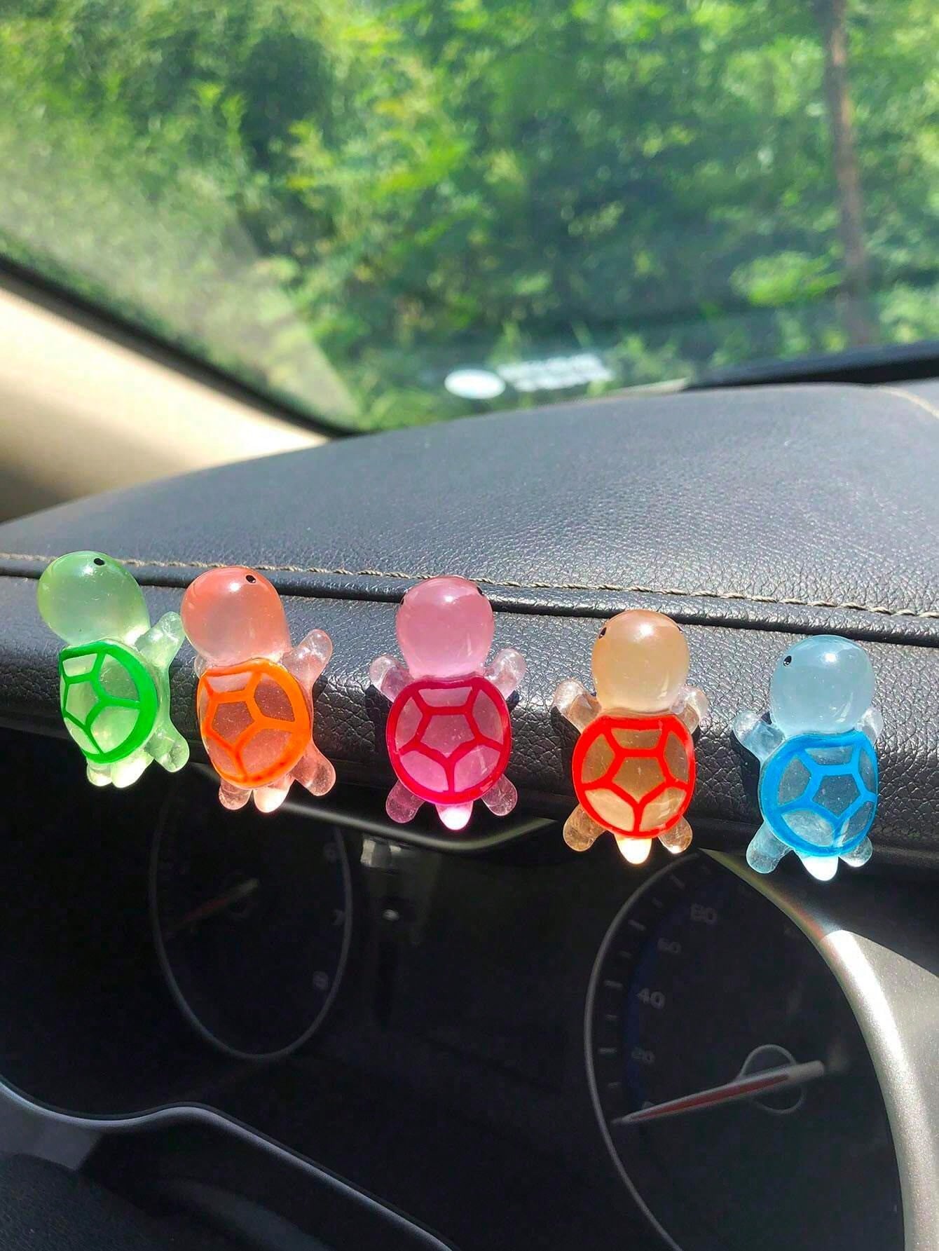 5pcs Night Light Turtle Instrument Panel Decoration- Resin Car Interior, Fashionable Car Interior Night Light Turtle Decoration Accessories