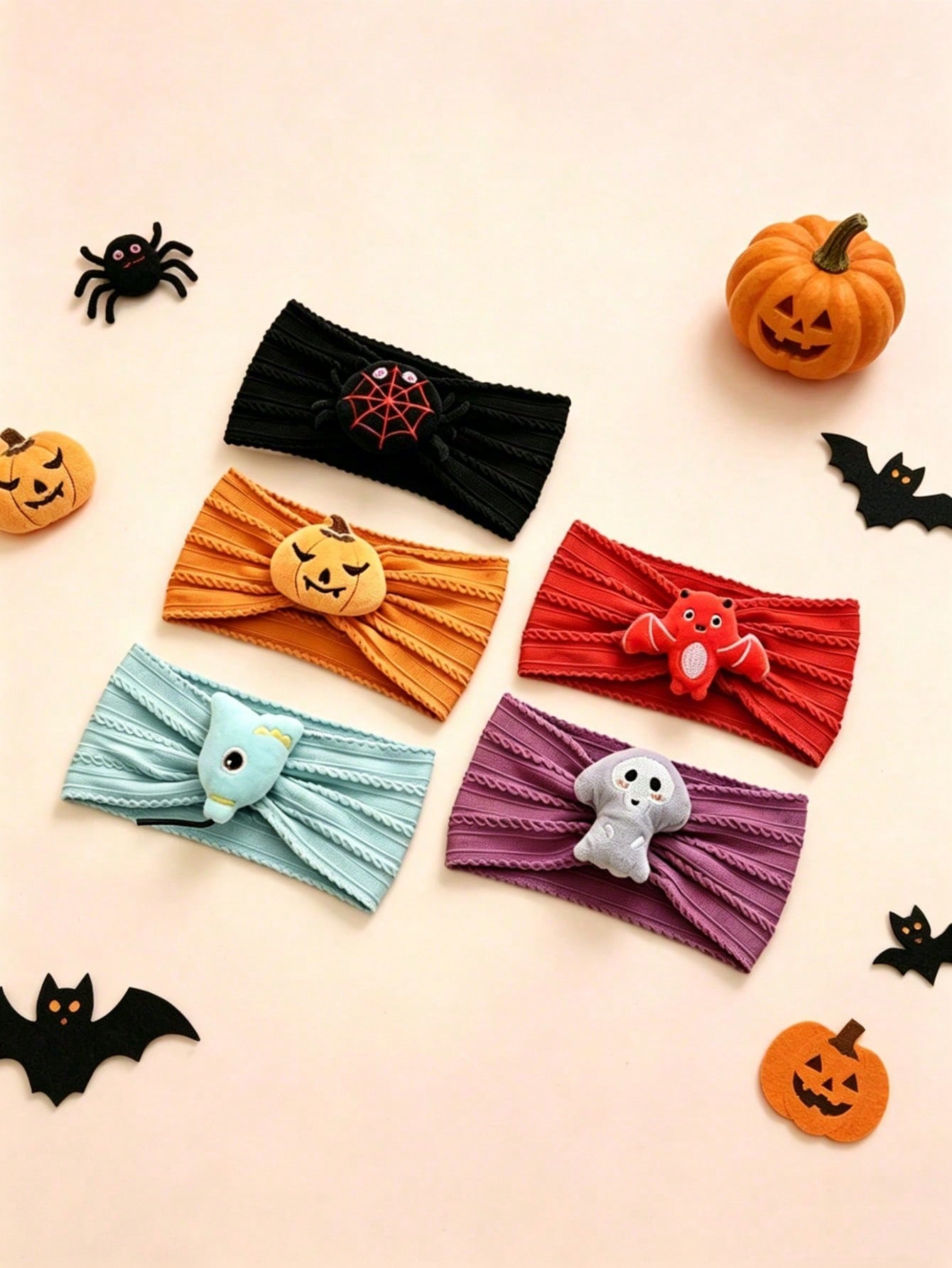 5pcs/Pack Baby Halloween Themed Headbands, Soft & Elastic, Breathable, Suitable For All Seasons, Perfect Gift, Ideal For Photo Shoots