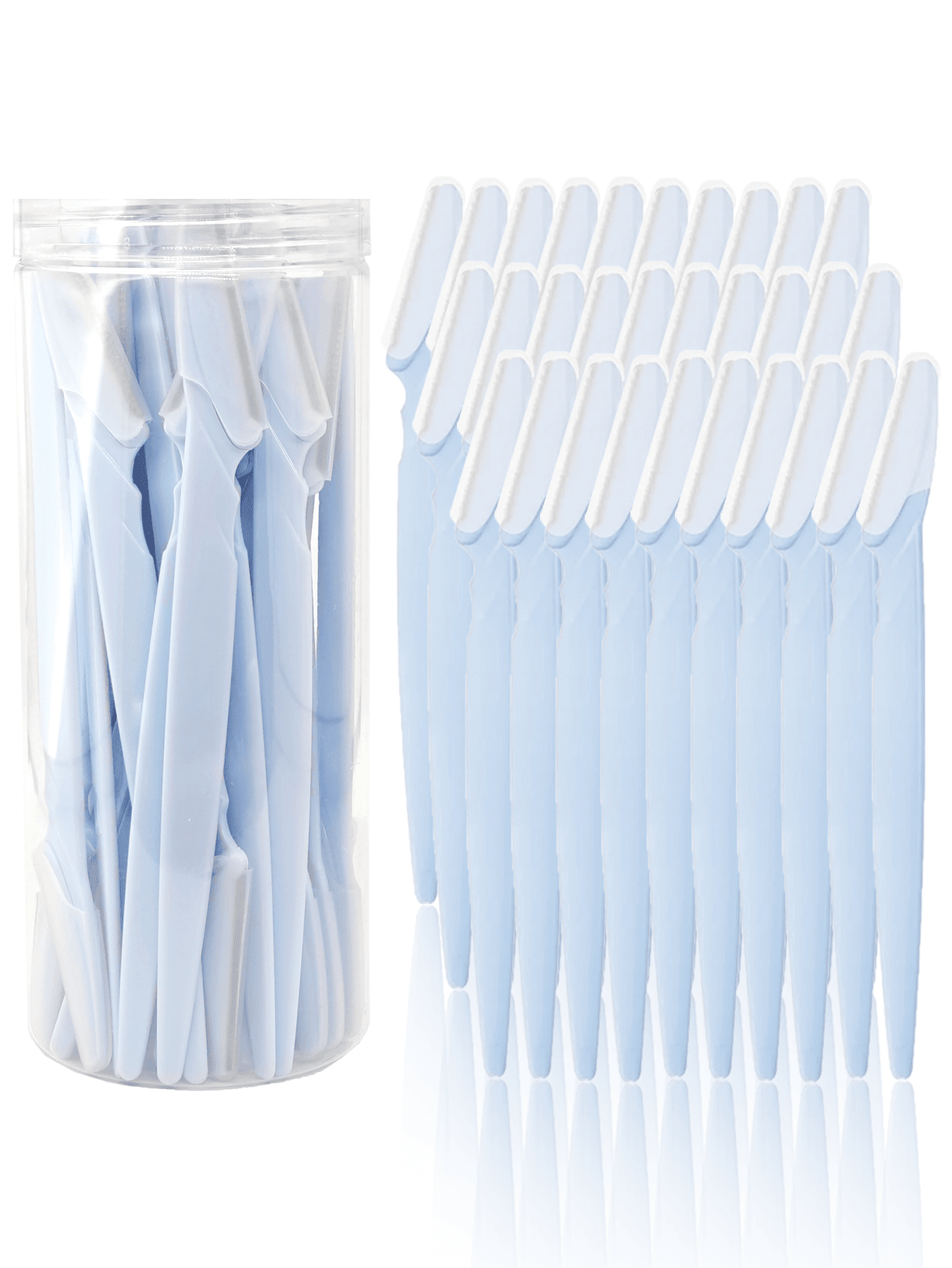 60/30/12/6/3/1pc Light Blue Set, Eyebrow Trimmer, Exfoliating Shaver, Body Hair Removal Trimmer And Facial Trimmer, Women's Eyebrow Shaping Tool, Suitable For Daily Use Or Travel, Gift, Affordable Goo