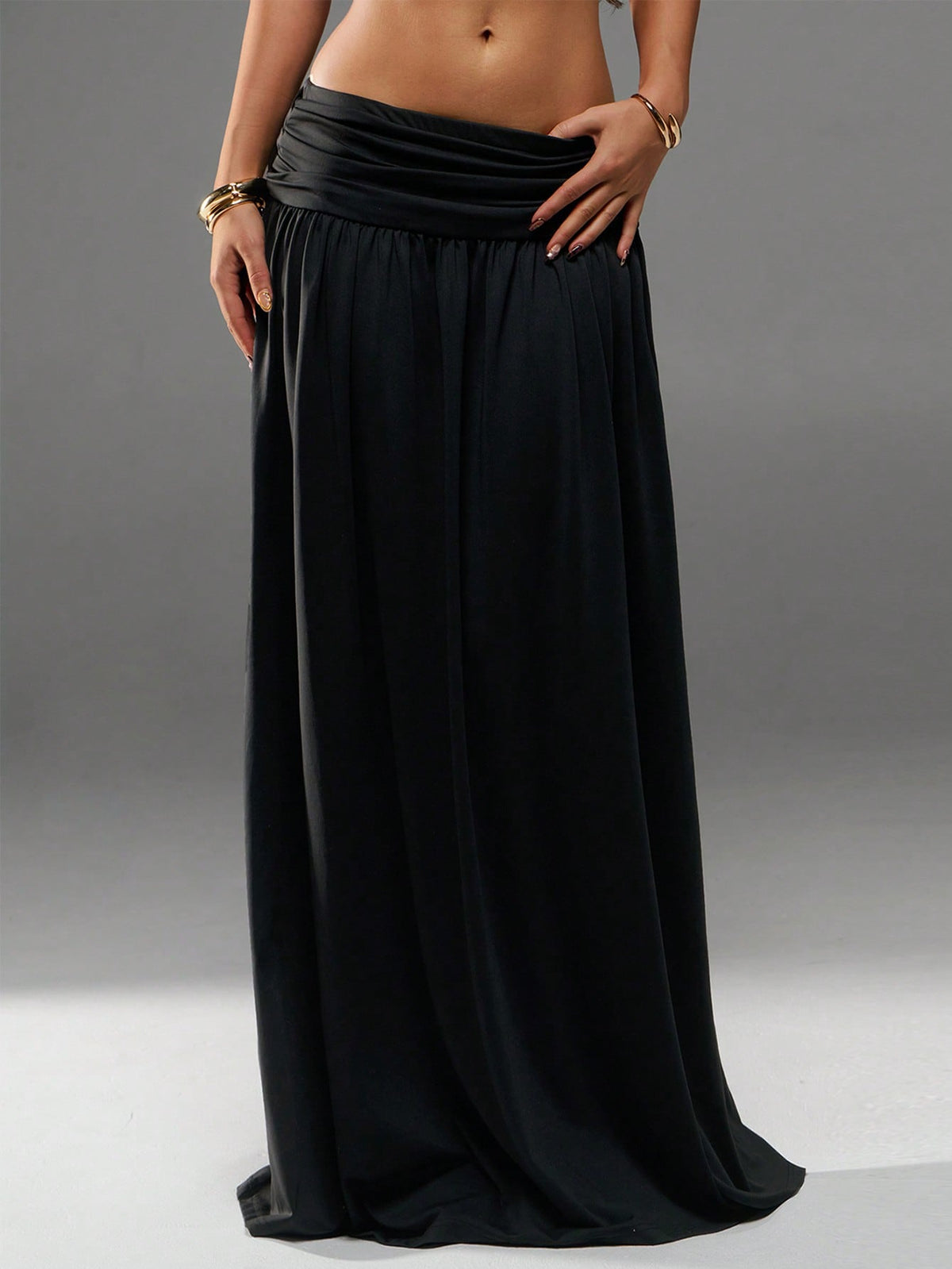 Avantive Summer Women Romantic 90s Business Casual Casual Y2k Club Office Old Style Street Wear Spring Break Bachelorette Concert Black Maxi Skirt