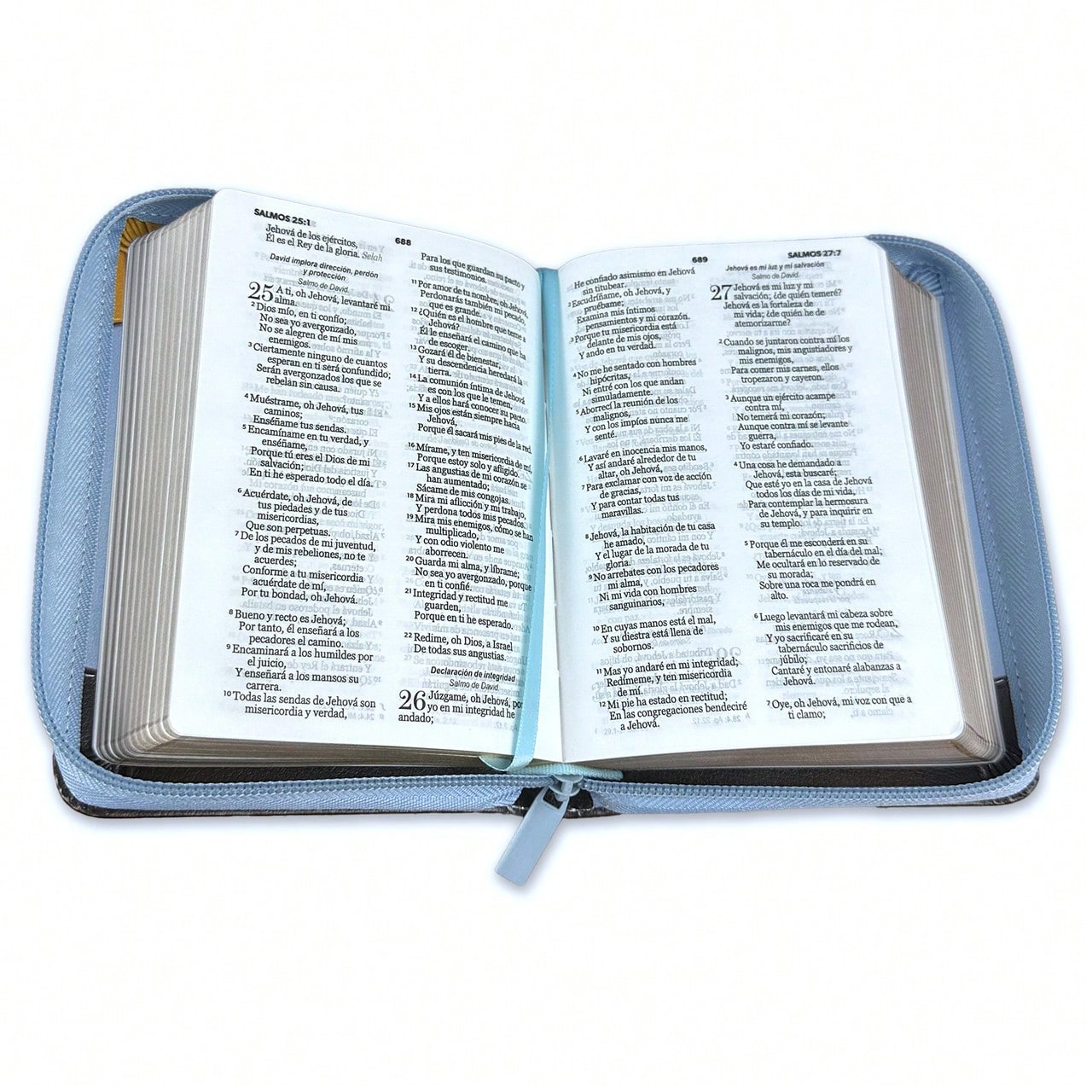 Biblia De Bolsillo Con Cierre RV1960 Imit Cafe/Azul Abejas