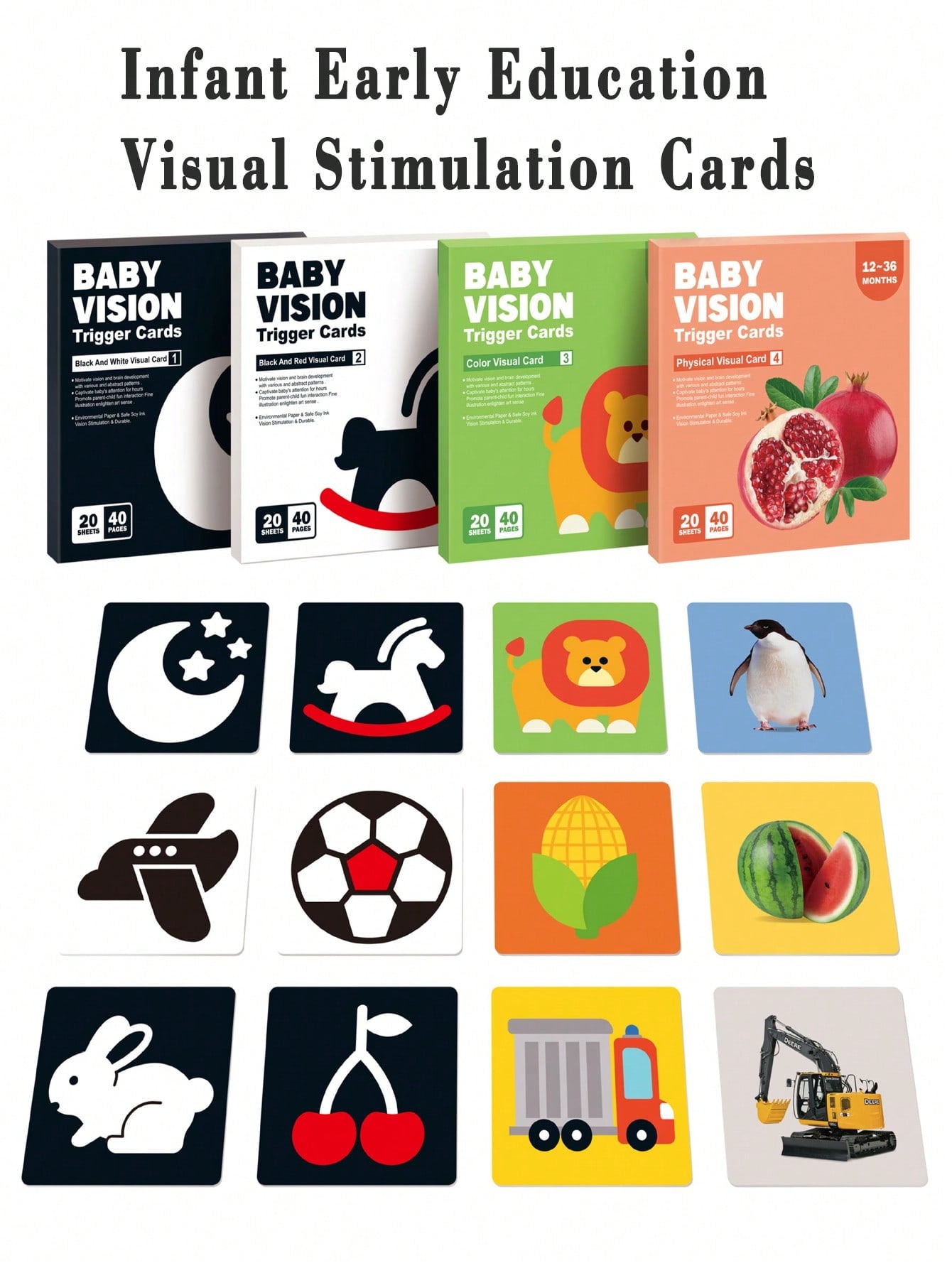 Black & White Flash Cards For Newborn Babies Visual Stimulation, 0-36 Months Infant Colorful Tracking Cards, Educational Cognitive Cards