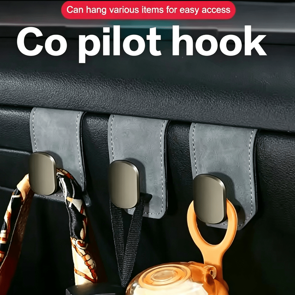 Car Hanger, Front Passenger Glove Box Hanger, Metal Hanging Hook For Car Front Seat Storage, Plush Roller Glove Box Hanger With Faux PU Leather, Universal Decorative Hidden Metal Hanger Design, Strong