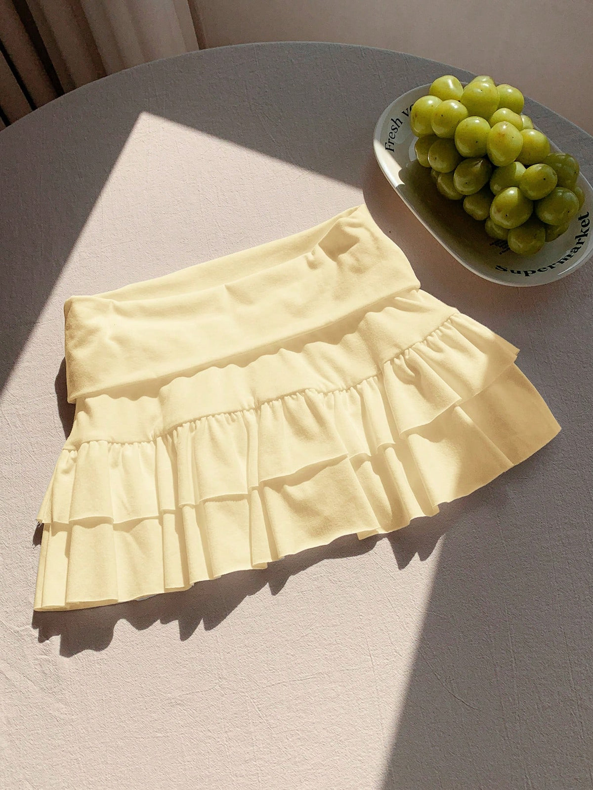 Comfortcana Solid Summer Blayklee Mini Short Skirt,Butter Yellow