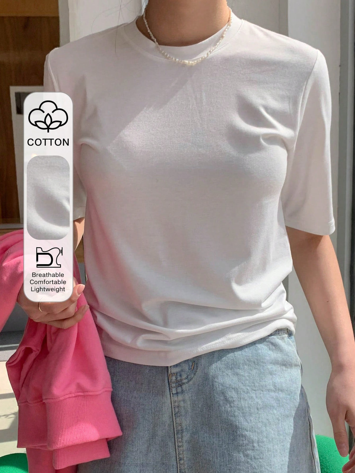 DAZY Solid Round Neck Tee