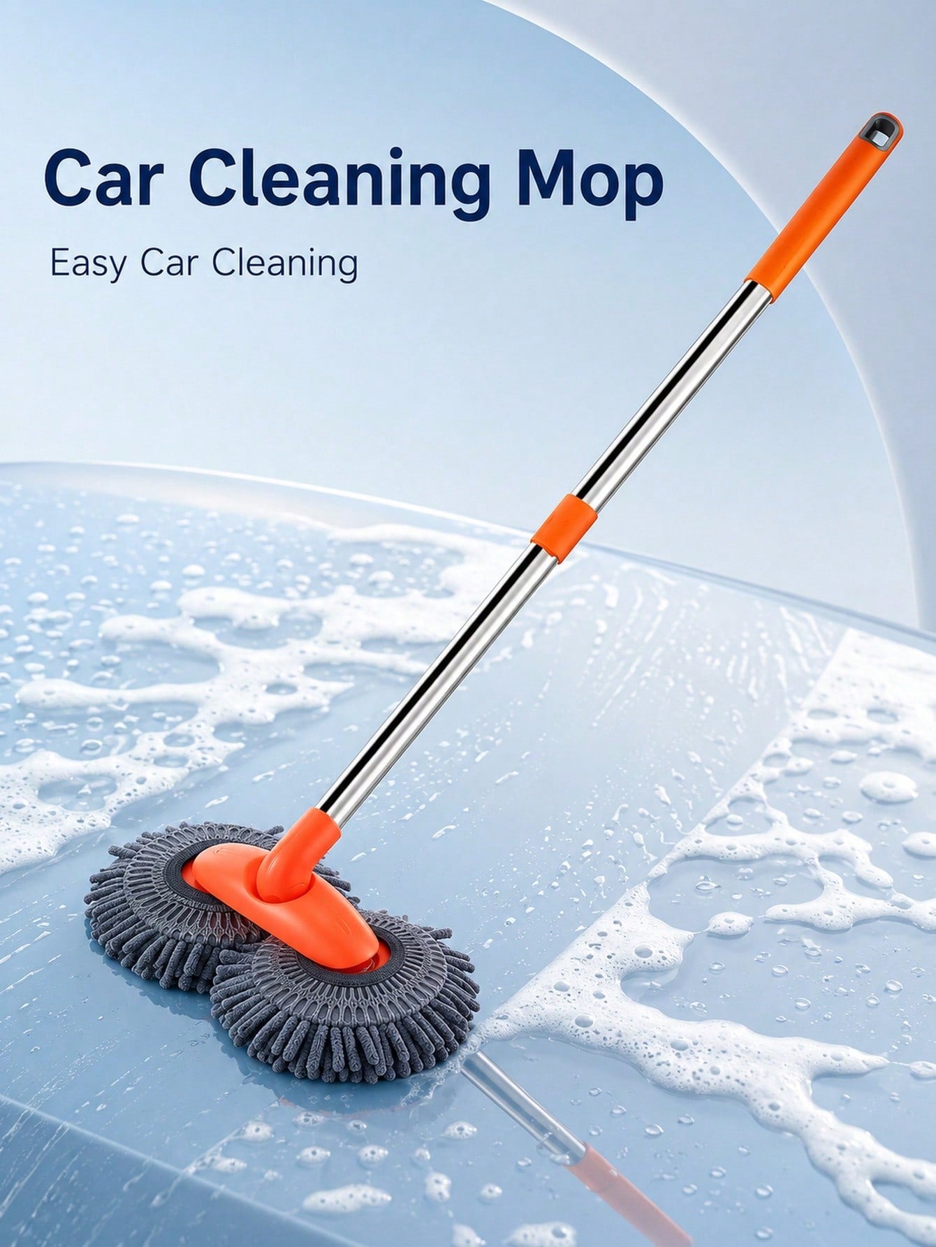 Ergonomic Mop With 360 Rotating Heads To Reduce Back Strain Fluffy Chenille Exterior Cleaning Pole For Auto Enthusiasts Sleek Wash Broom Perfect For Removing Dust Dirt From RVs Trucks SUVs Surfaces Ho