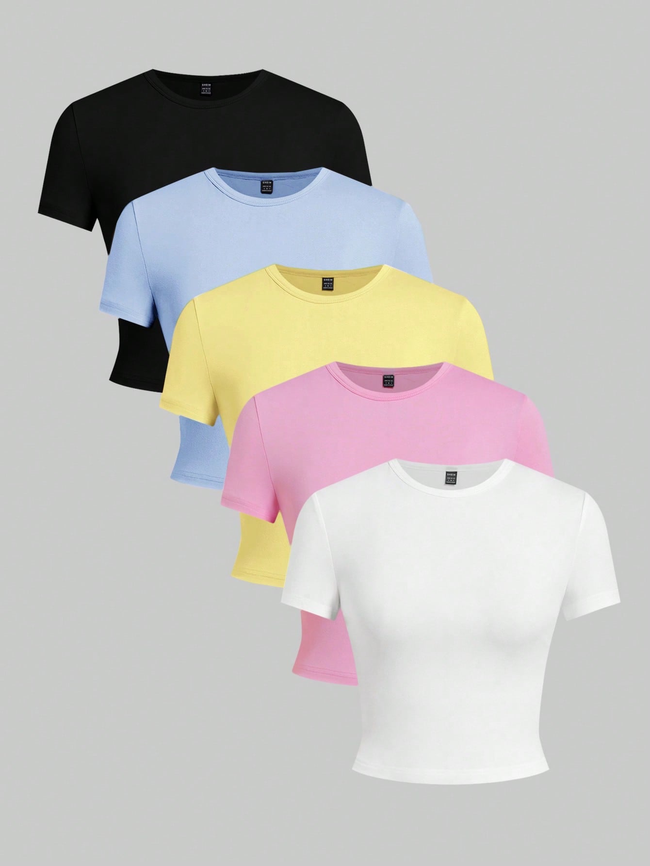 EZwear 5pcs/Set Solid Color Slim Fit Tank Top T-Shirt, Sleeveless