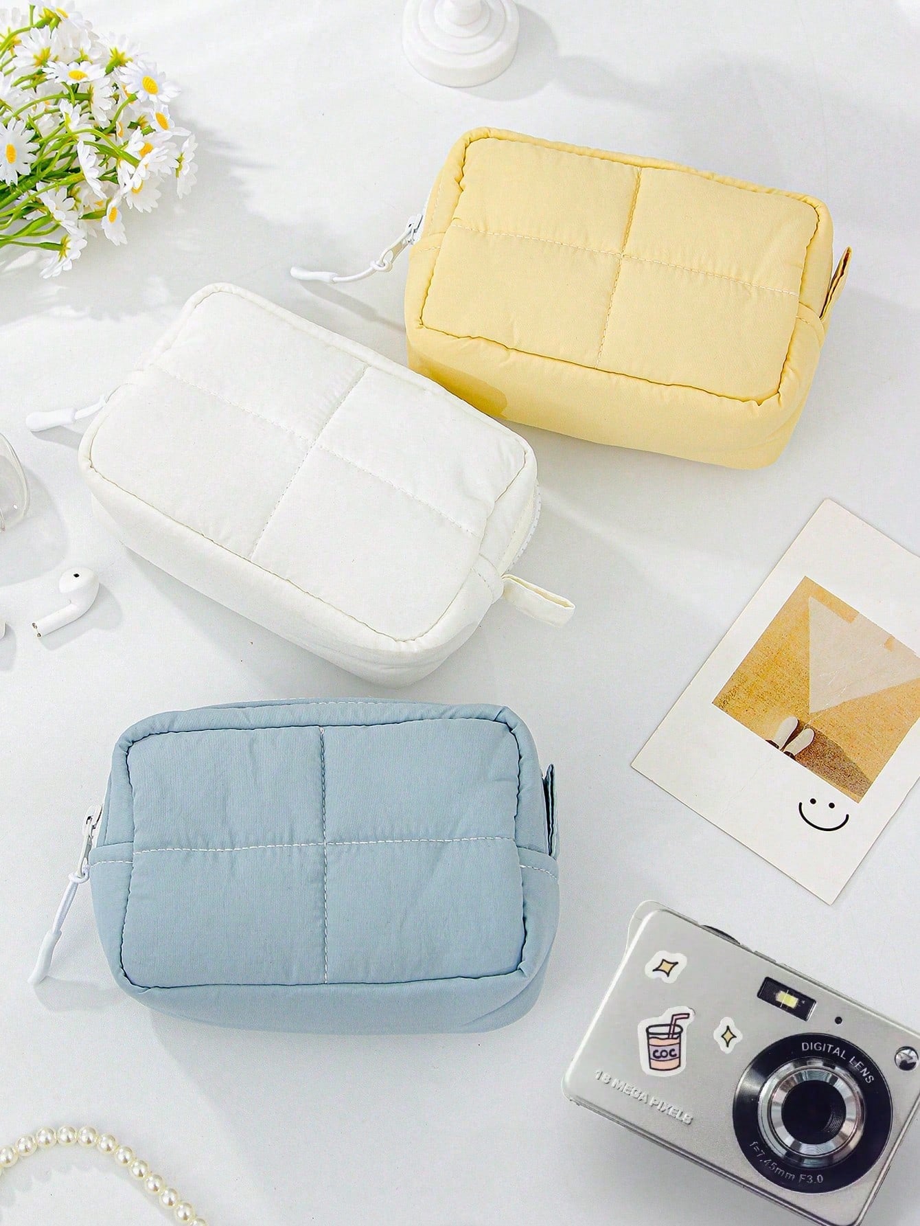 Fashion Solid Color Camera Bag, Large Capacity Portable Camera Bag, CCD Bag, Fashionable Camera Storage Bag, Multi-Pocket Item Storage Bag, Cute Student Coin Purse, Portable Small Storage Bag, Heart-S