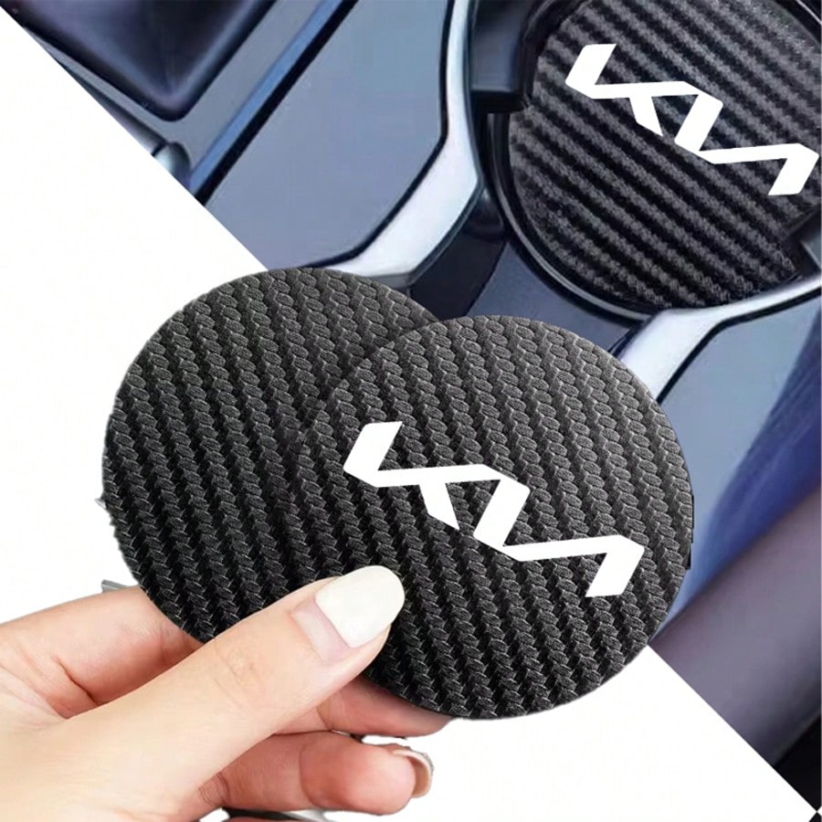 For KIA Car Accessories 2PCS Or 4PCS Style Carbon Fiber Car Cup Coasters Anti-Slip Vehicle Cup Holder Inserts For Car Interior Accessories