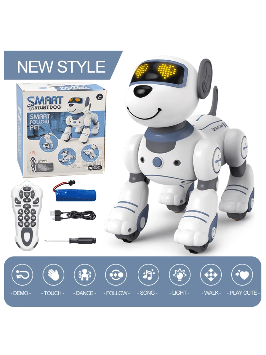 Funny RC Robot Electronic Dog Stunt Dog Voice Command Programmable Touch-Sense Music Song Dance Remote Control Robot Dog For Children's Toys For Kids Ages 3+ Boys And Girls For Birthday Gifts