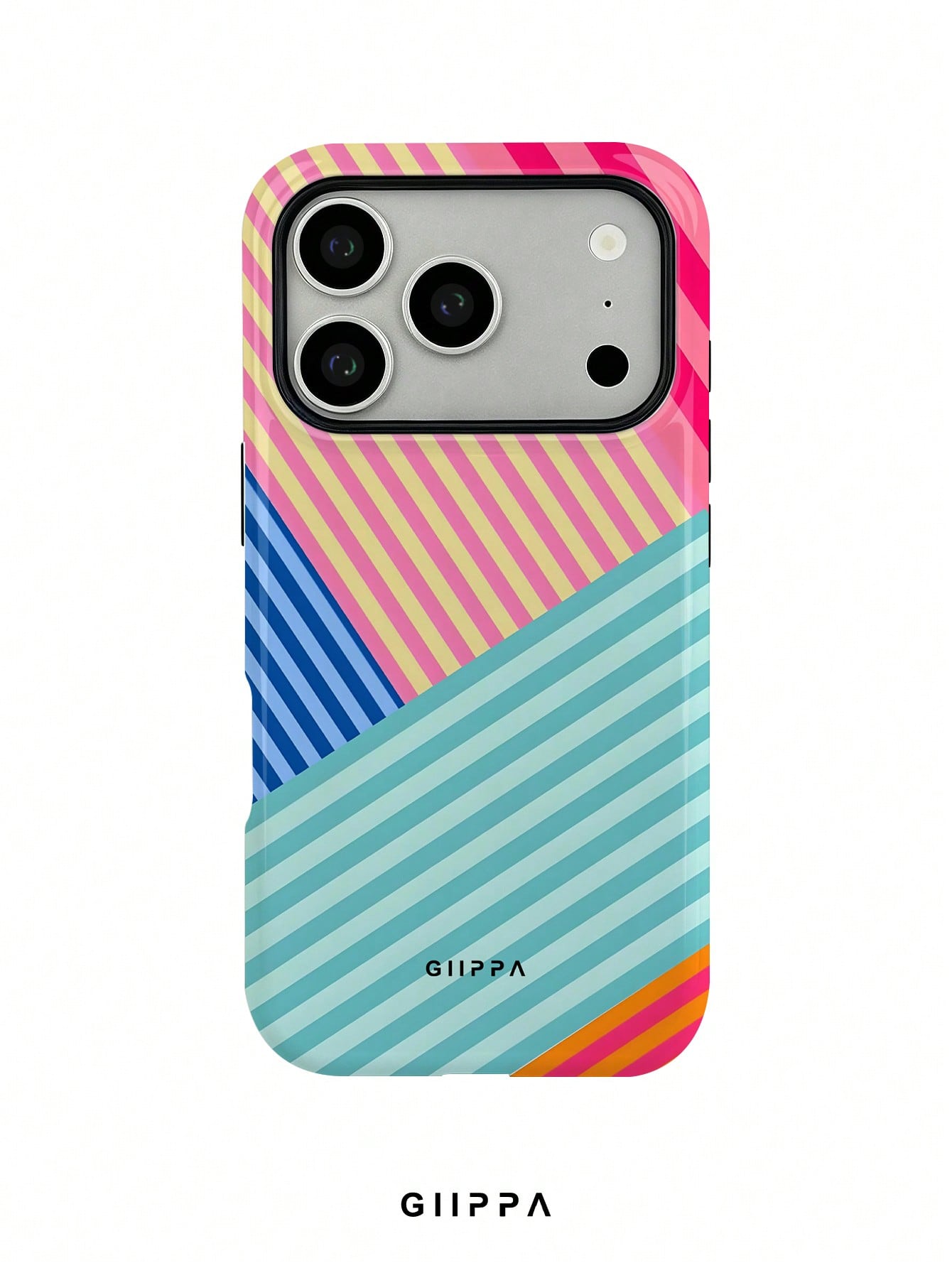 GIIPPA 1pc Multi-Color Striped Mixed Pattern Design, Phone 17 Pro Max Phone Case, Compatible With Phone 16 Pro Max, 15 Pro Max, 14 Pro Max, Korean Style High-End Fashion Fun Phone Case, Suitable For 1