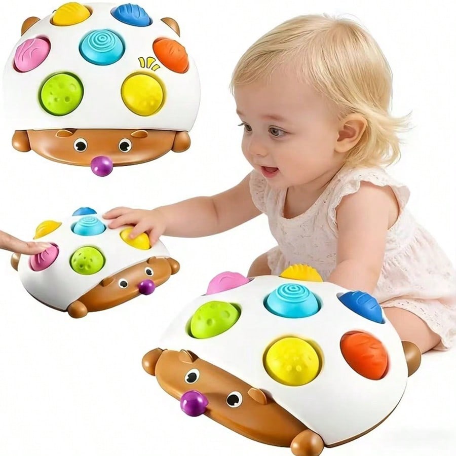 Infant Sensory Press Hedgehog Toy, Suitable For Babies 18 Months And Above, Point-And-Press Recognition Toy, Airplane Travel Companion. (Random Color)
