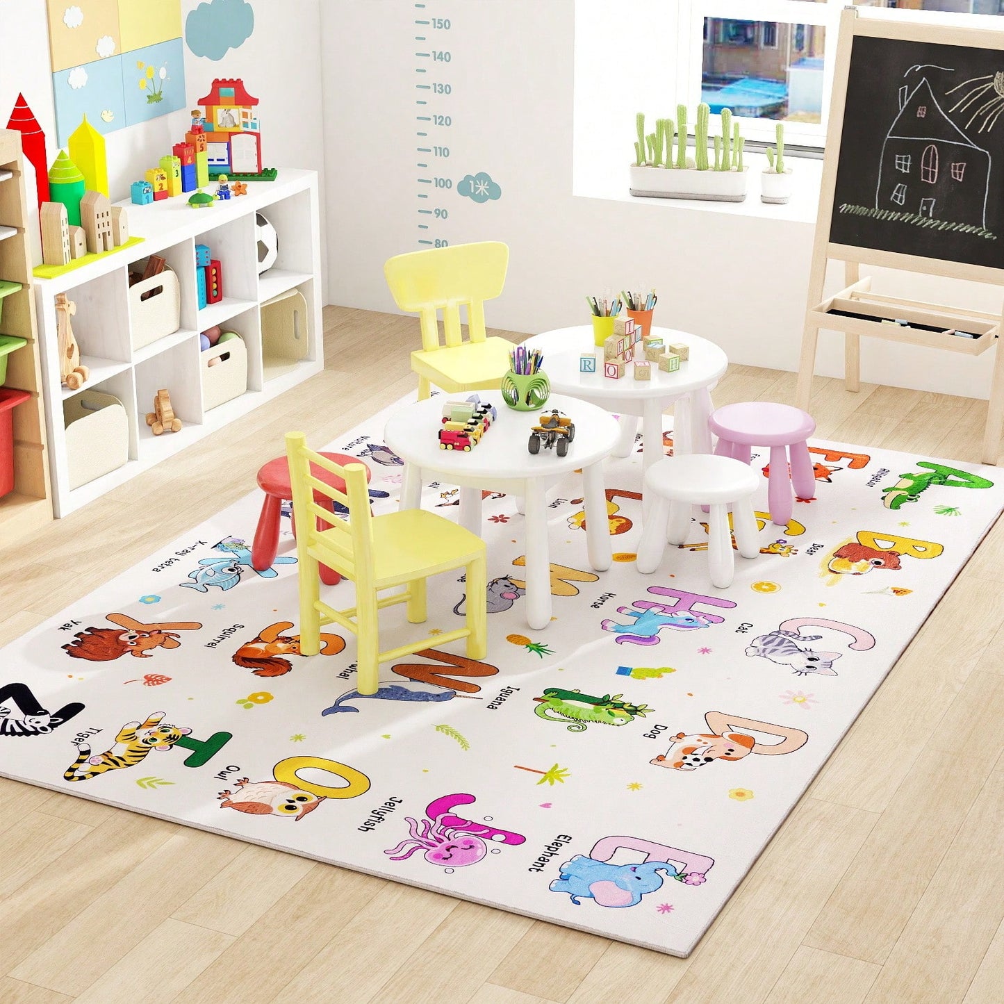 Kids Educational Area Rugs, Kids Collection Area Rug For Classroom| ABC Rug For Learning Alphabet, Numbers, Colors, Seasons, And Animals