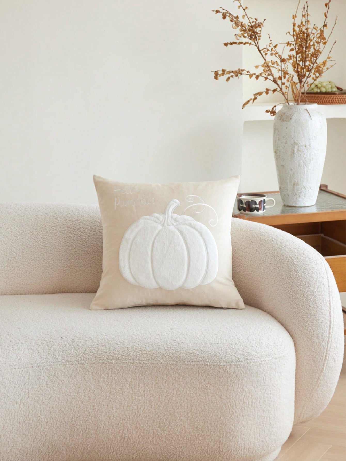 LCUHPCL 1pc Autumn/Winter Halloween 3D Embossed Orange Pumpkin Embroidery Pillowcase, Suitable For Living Room, Bedroom, Party And Other Environments