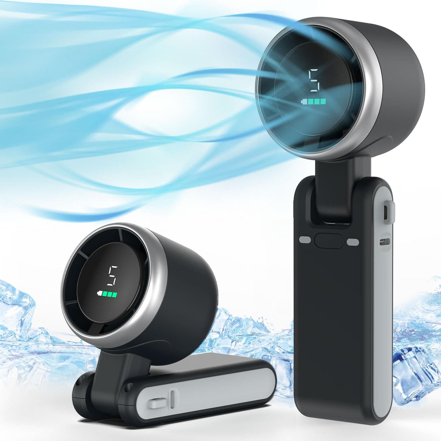 Men Women Portable Handheld Fan, 5 Speed High-Speed Adjustable Fan, 4000mAh USB Rechargeable Battery Operated Outdoor Fan