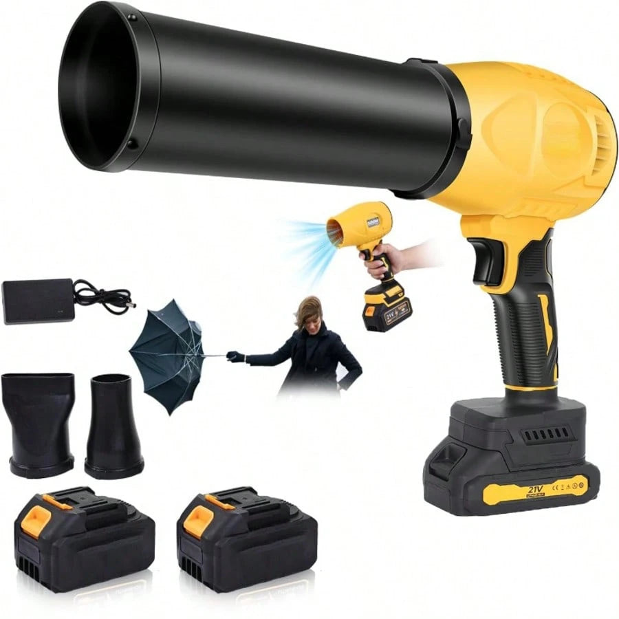 Portable Cordless Leaf Blower, Handheld Garden Blower, 180,000 RPM, With 2*4000mAh Batteries, Ideal For Patio Cleaning, Leaf Removal, Drying, Camping
