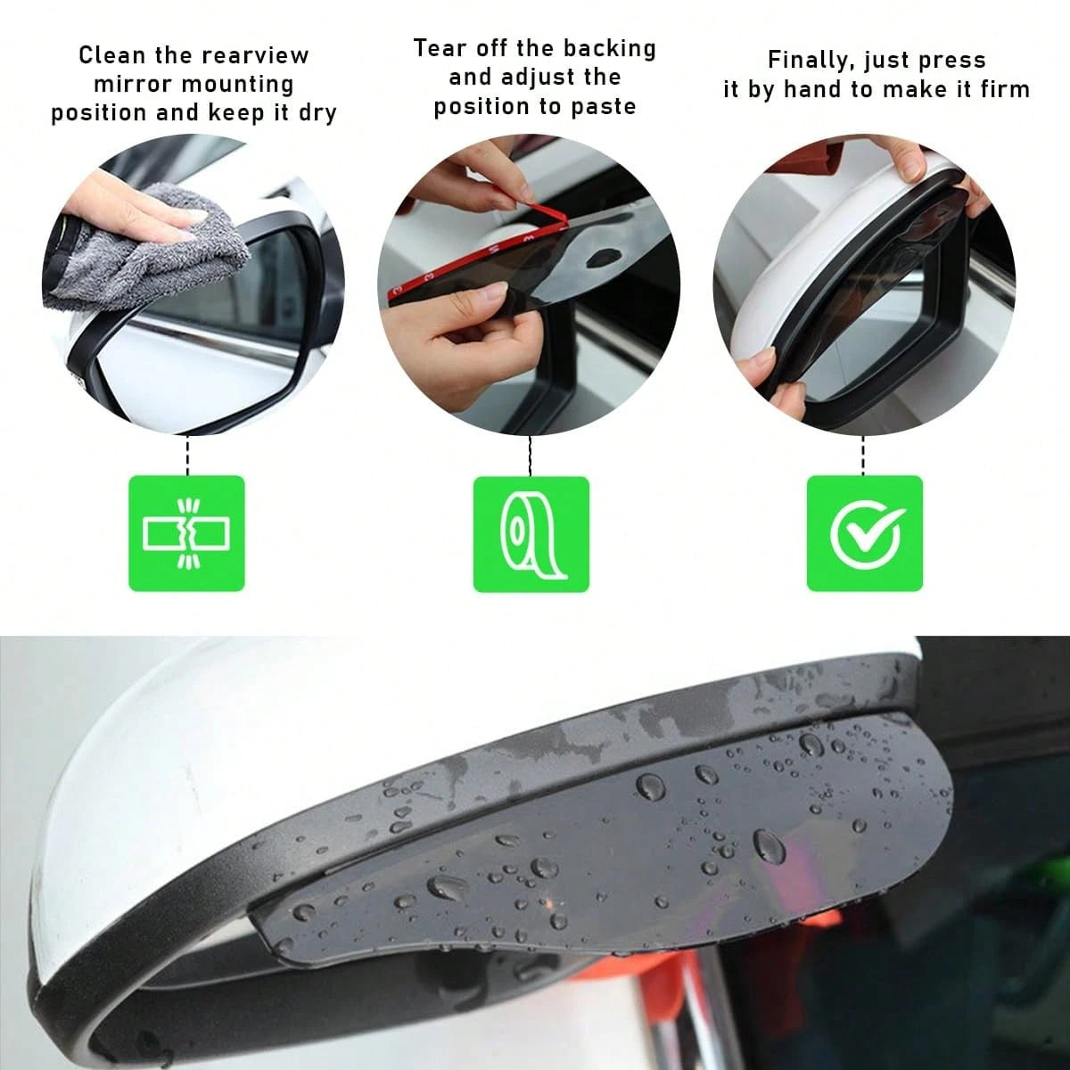 ROJEMXVE 2PCS Car Rear View Mirror Rain Visor Guard, Car Side Mirror Rain Eyebrow, Waterproof Auto Mirror Rain Visor Smoke Guard, Universal For Cars, Truck And SUV