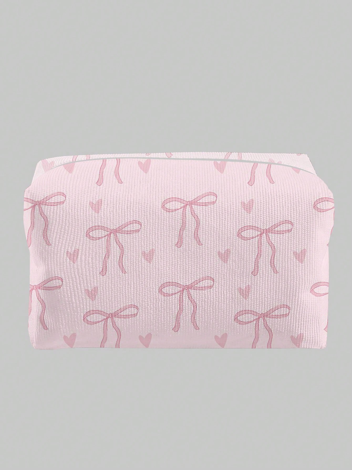 ROMWE Kawaii Bow Pattern Octagonal Velvet Cosmetic Bag