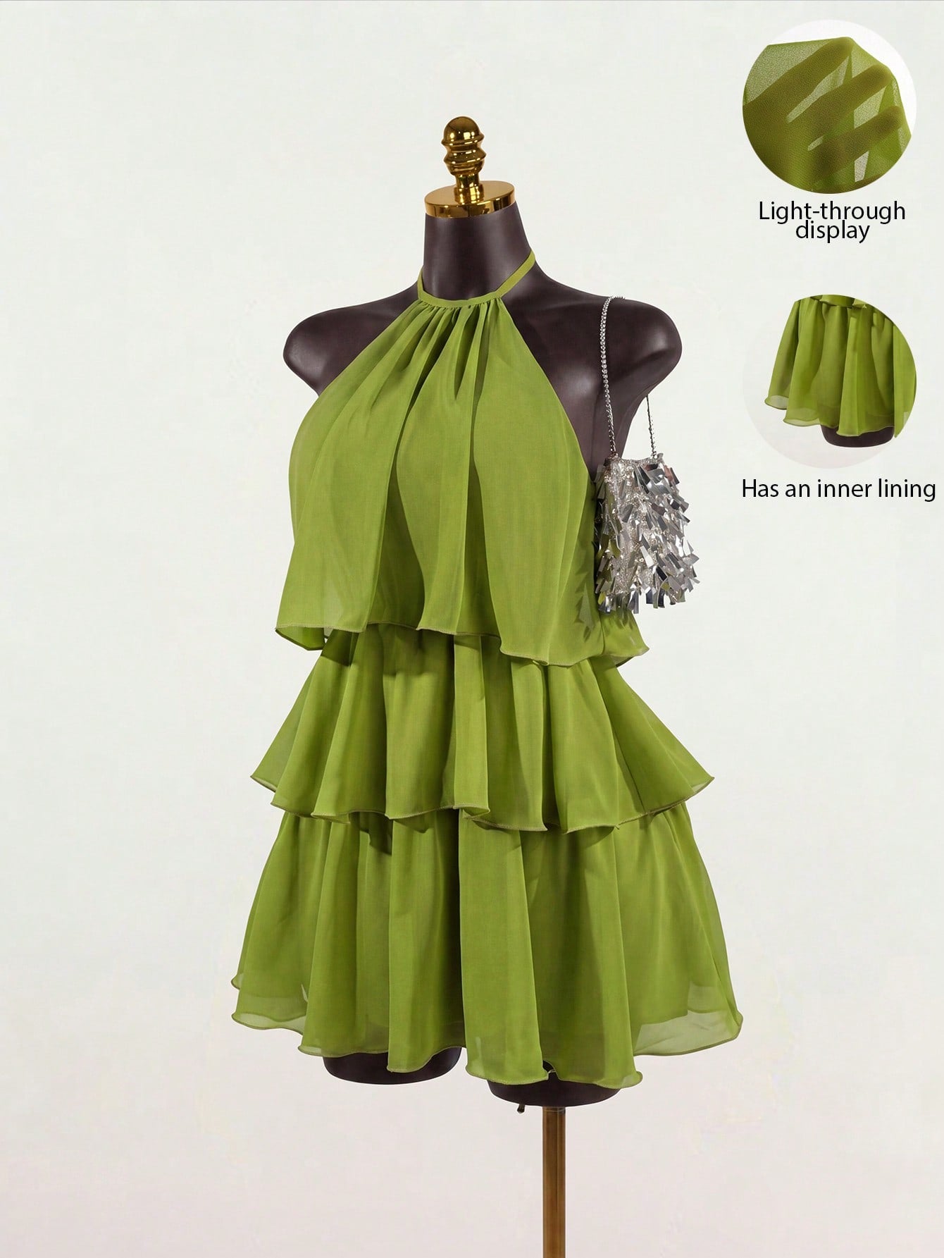 SaltGleam SaltGleam Women's Fashion Resort Ruffled Hem Halter Neck Tie Waist Dress