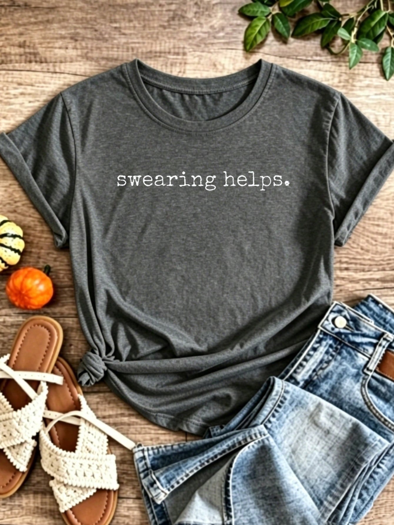 Swearing Helps Printed Women's Colored Cotton T-Shirt Understated Luxury Casual Tee Y2K Style With Digital Print An Excellent Gift For Friends