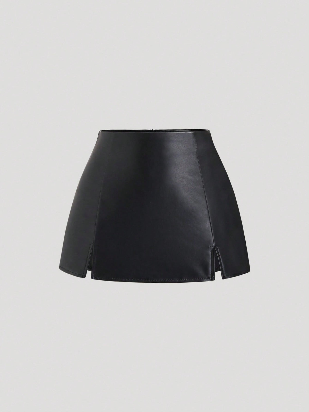 Sweetra Spring/Summer Sexy Low Waist Elegant PU Leather Split Mini Short Skirt For Women