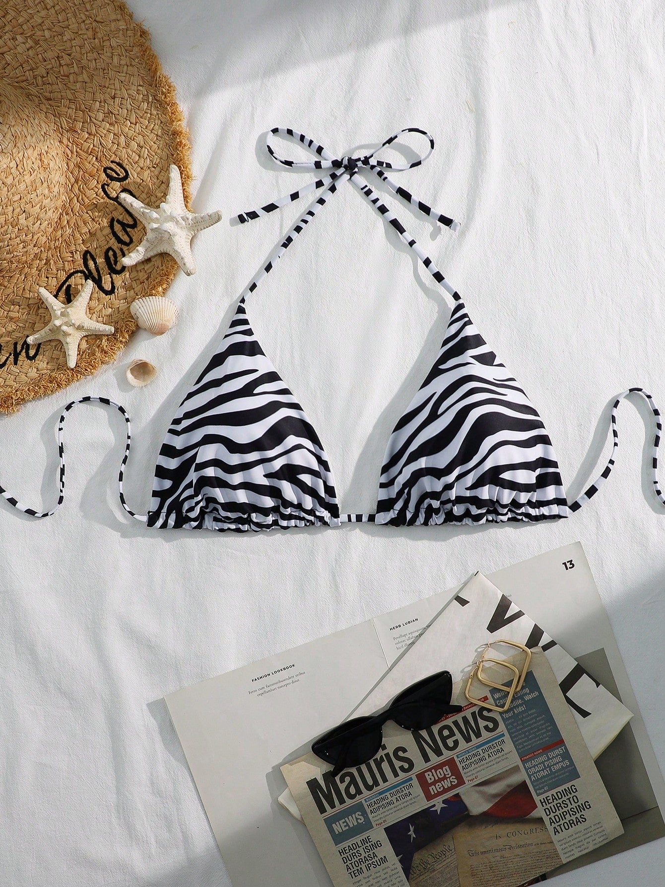 Swim Curve 2025 Plus Size Women Spaghetti Strap Leopard Print Sexy Triangle Cup Bikini Top Summer