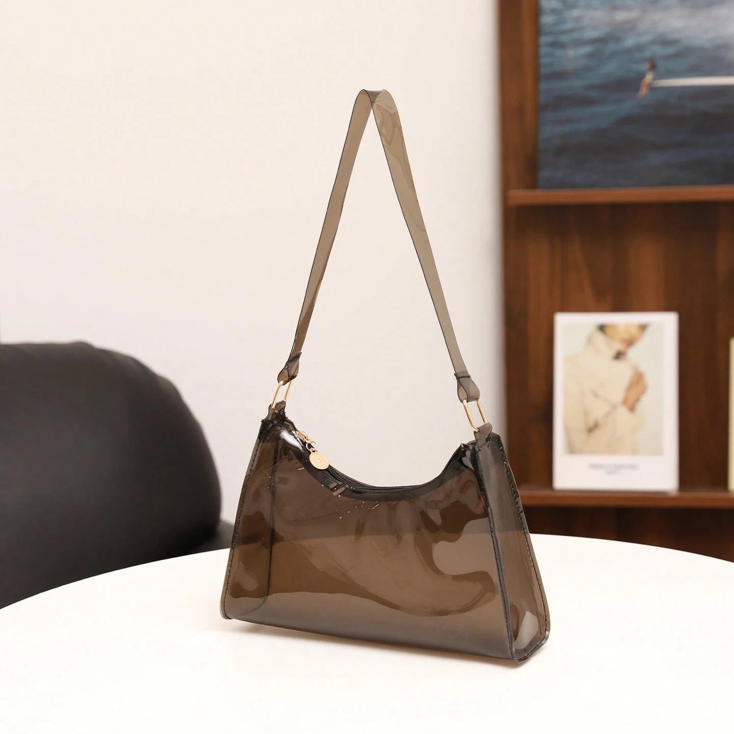 Women's Fashion Minimalist Shoulder Bag, PVC Transparent Underarm Handbag