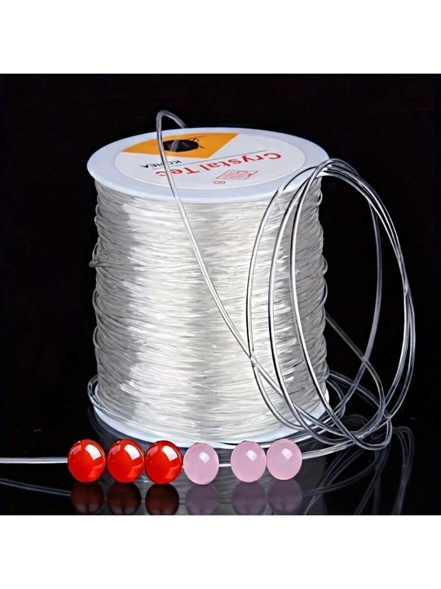 0.5-1.0mm Crystal Clear Elastic Stretchy Thread For DIY Beading, Jewelry Making, Handmade Craft Supplies- Perfect For Bracelet, Necklace, Clay Bead, Crystal String Projects- Soft